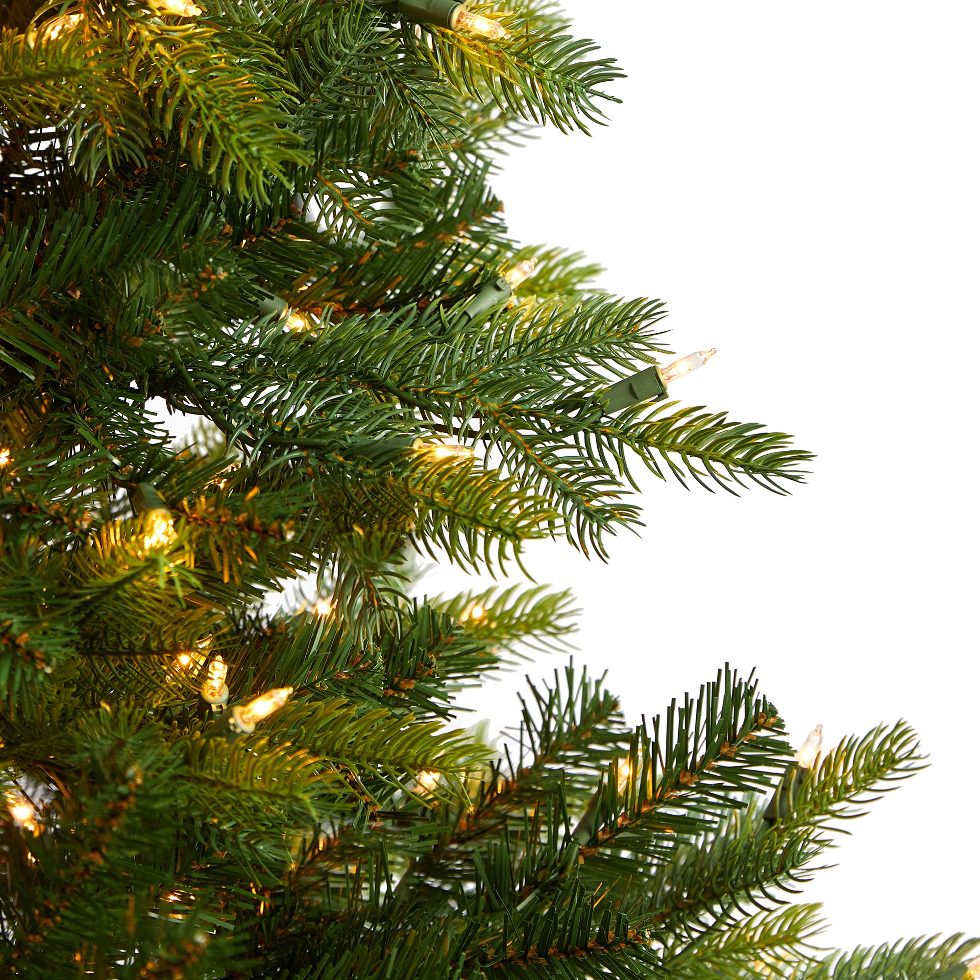 Nearly Natural 6ft Pre-Lit Artificial Christmas Tree - 350 Clear Lights & 631 Bendable Branches | Realistic NC Spruce Design for Holiday Home Decor, Office, and Party Decoration