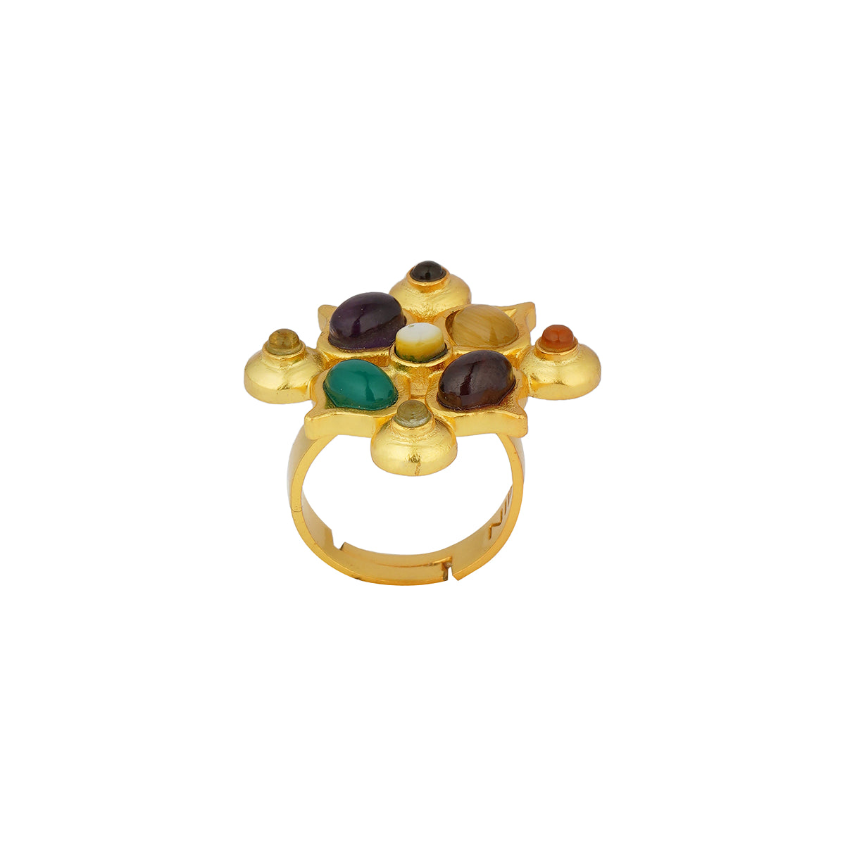 Power of Nine Navratan Ring – Genuine Gemstone Jewelry for Wealth & Protection | Perfect for Meditation, Spiritual Healing & Fashion Accessories