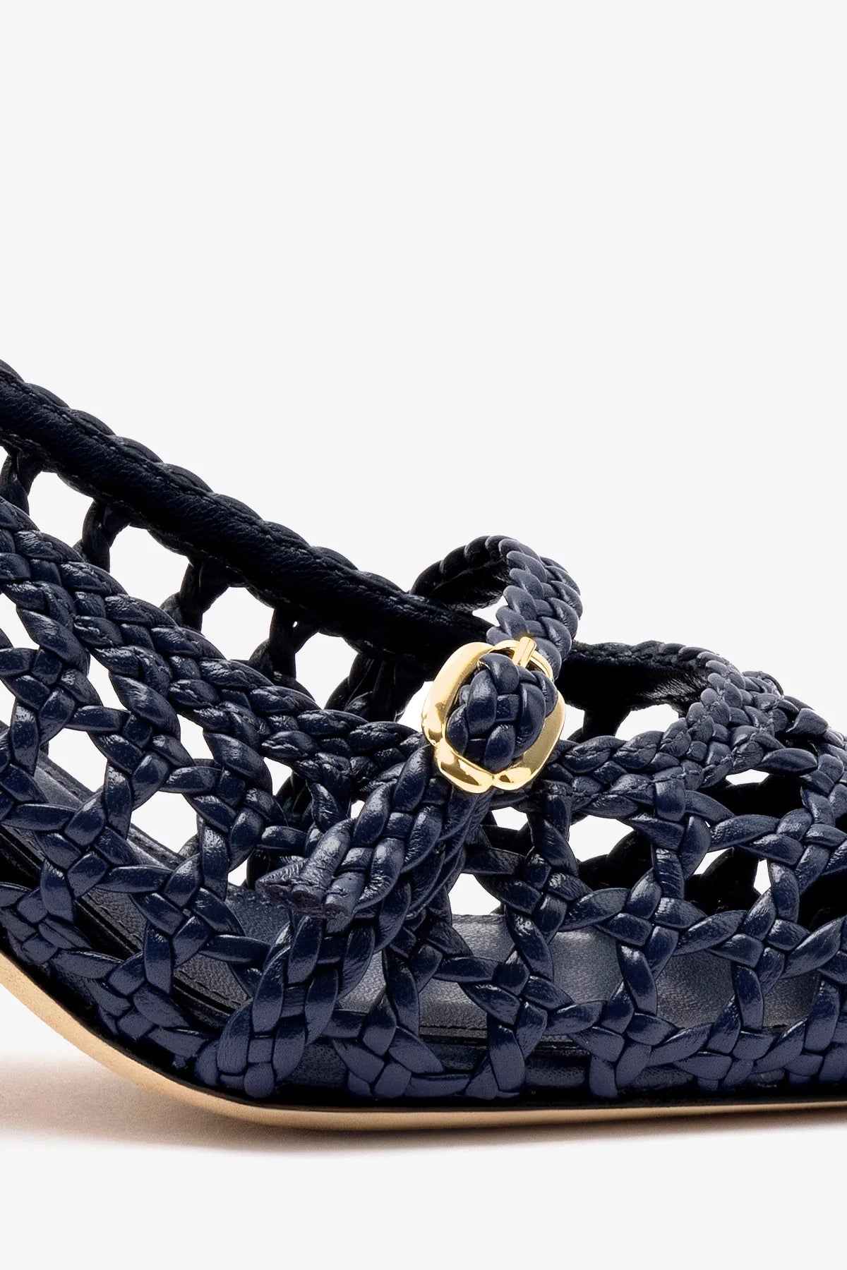 Ines Macrame Pump Shoes for Women - Navy Blue Leather Dress Pumps | Comfortable & Stylish for Work, Party, and Special Occasions