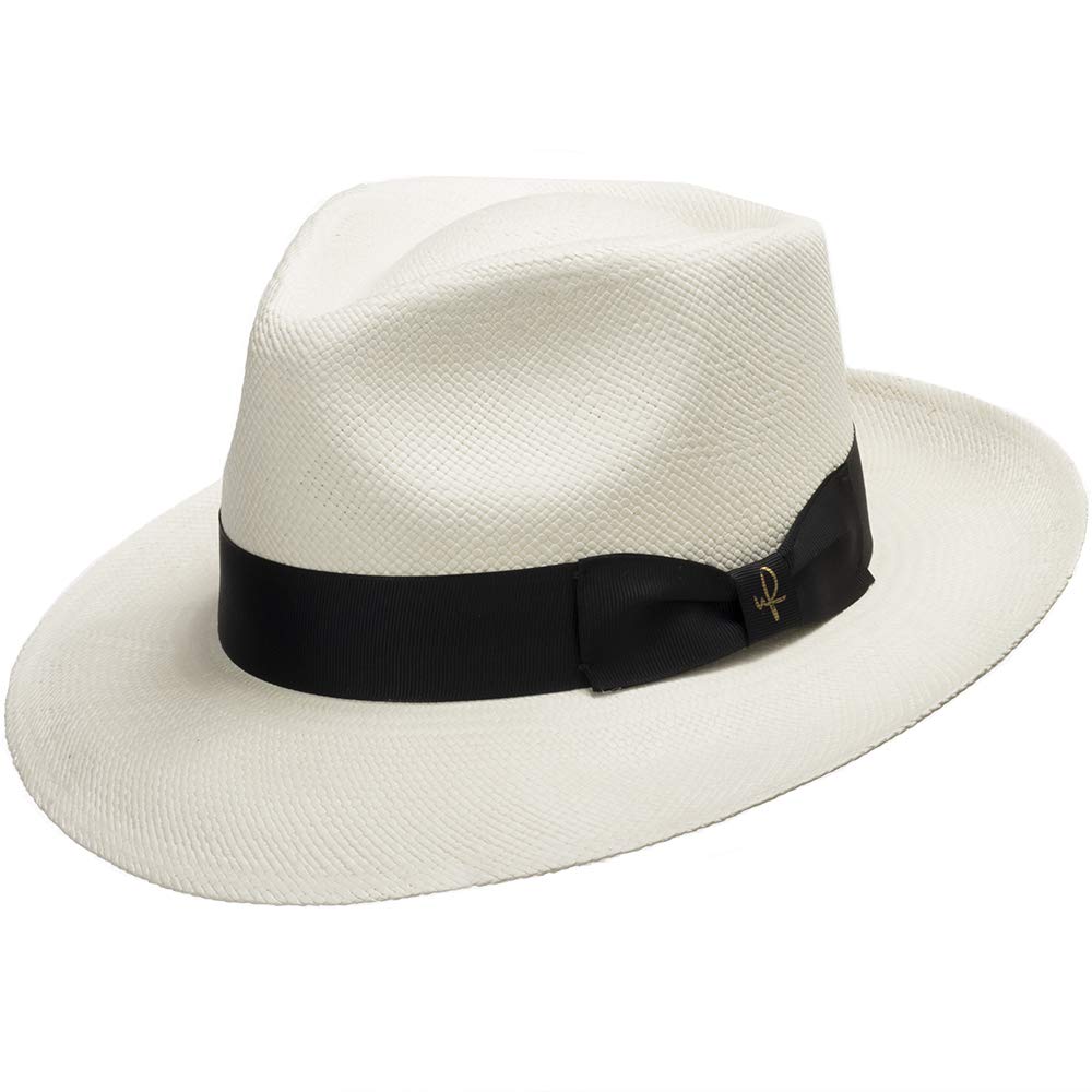 Portofino Retro Panama White Straw Hat for Women - Summer Beach Sun Hat with Wide Brim - Fashionable UV Protection Hat for Outdoor, Travel, and Vacation