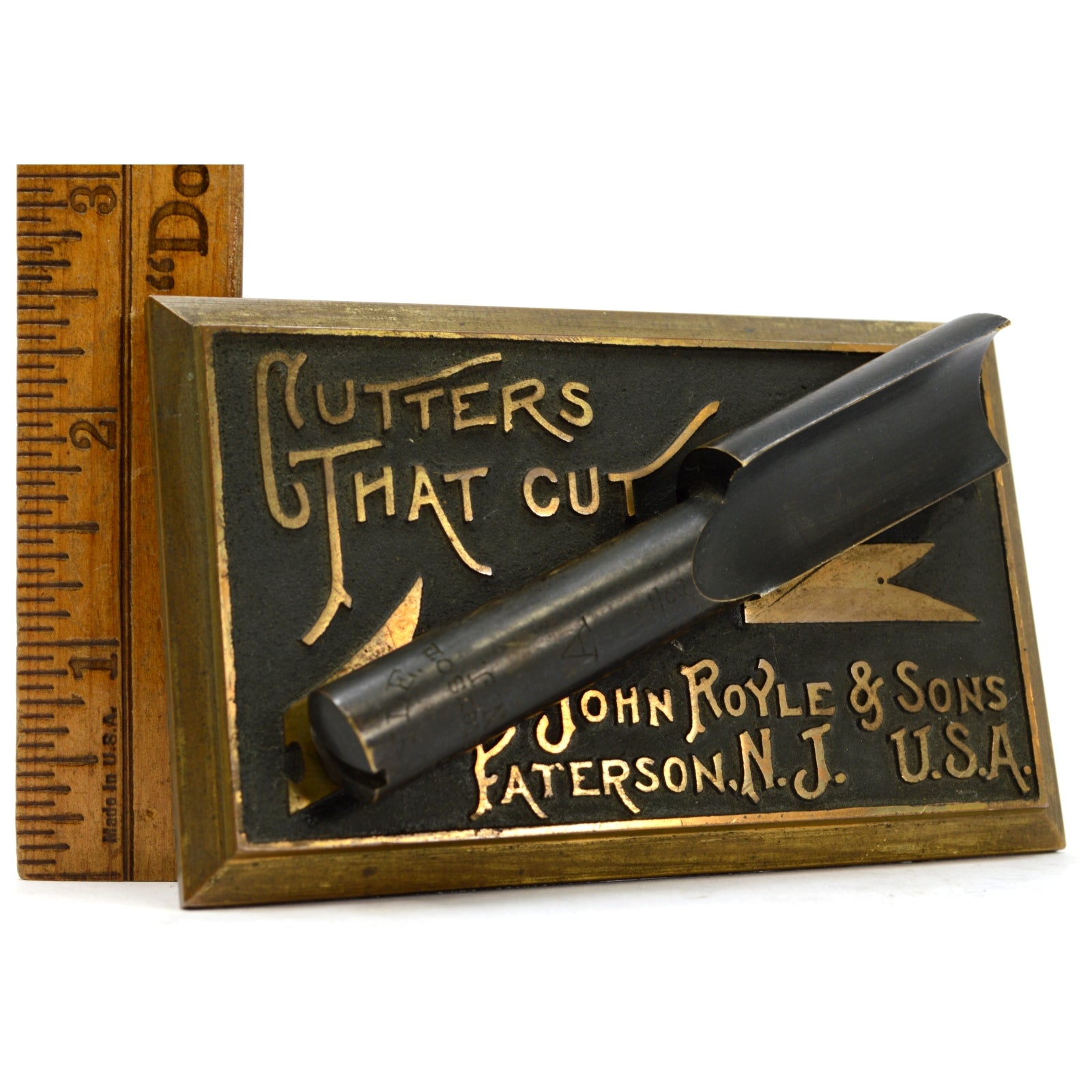 Vintage JOHN ROYLE & SONS Solid Brass Machinist Cutters - Antique Promo Sample Tool for Metalworking & DIY Projects | Perfect for Jewelry Making, Crafting & Industrial Use