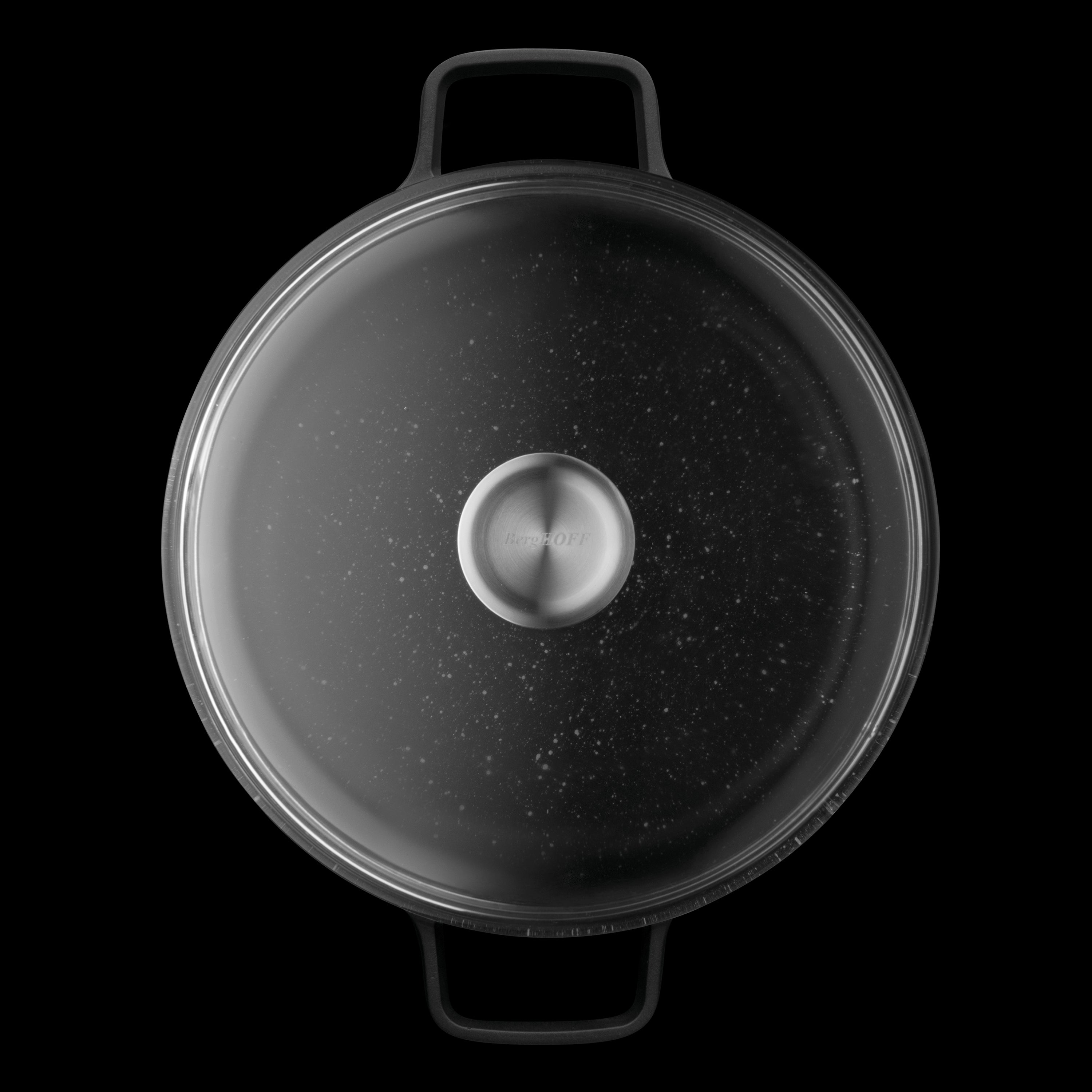 BergHOFF GEM 10 Non-Stick 5.2 Quart Stock Pot with Glass Lid - Black - Perfect for Soups, Stews & Pasta Cooking
