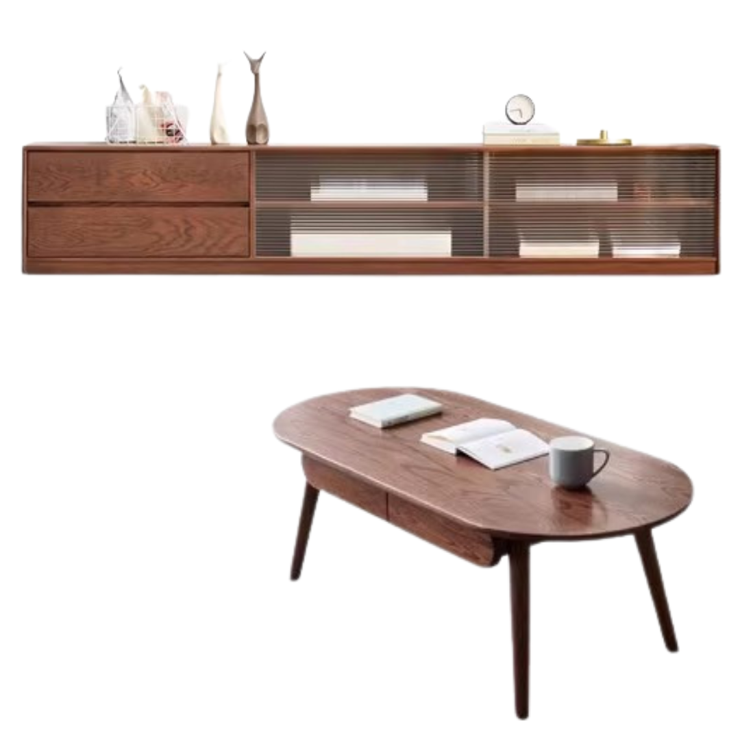 Solid Oak Wood TV Stand with Storage - Modern Entertainment Center for Living Room, Bedroom & Home Theater