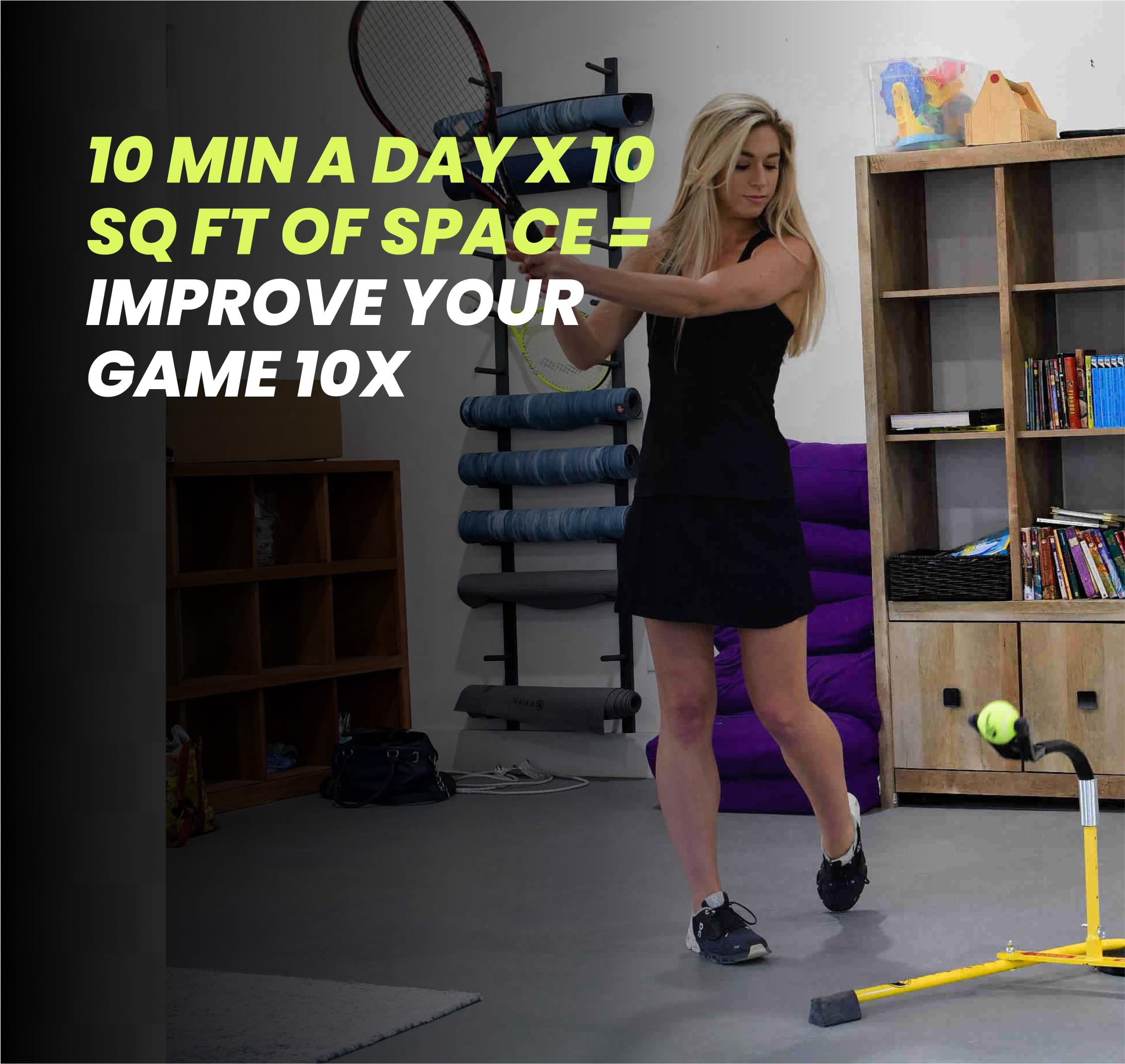 BILLIE JEAN KING'S Eye Coach Tennis Training Aid - Portable Home Practice System with Moving Ball Technology for All Ages (Kids, Adults, Juniors & Pros) - No Court or Ball Pickup Needed - Perfect for Indoor Drills, Backyard Training & Family Sports Activities