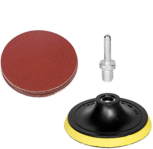 HIFROM 5-Inch/125mm Hook and Loop Backing Pad with M14 Drill Adapter - 50-Piece 320 Grit No-Hole Sandpaper Assortment for Random Orbital Sanders & Grinders - Perfect for Woodworking, Metal Polishing & DIY Projects