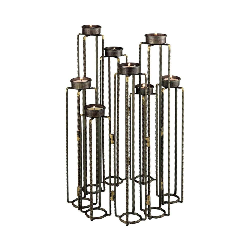 ELK Lighting 3129-1149 Rustic Metal Candle Holder for Home Decor - Perfect for Dining Table Centerpiece, Wedding Decor, and Farmhouse Style Interior Design