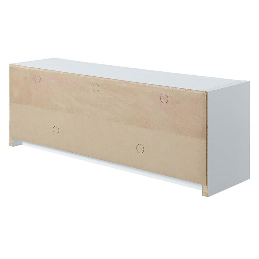 Pemberly Row 60 Inch White Wood TV Stand Entertainment Center with Storage - Modern TV Console for Living Room, Bedroom & Home Theater Setup