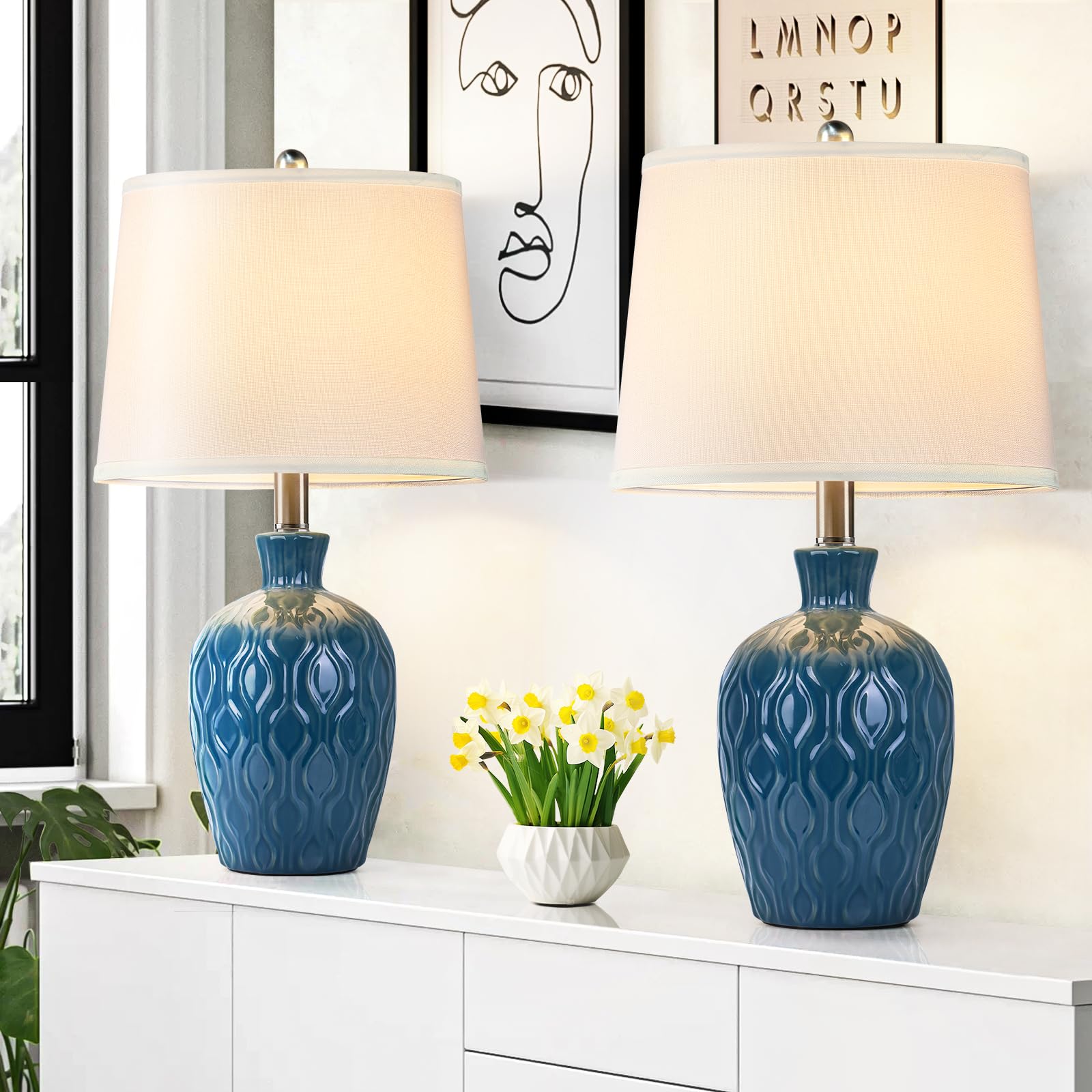 Vintage Ceramic Table Lamps Set of 2 - 21
