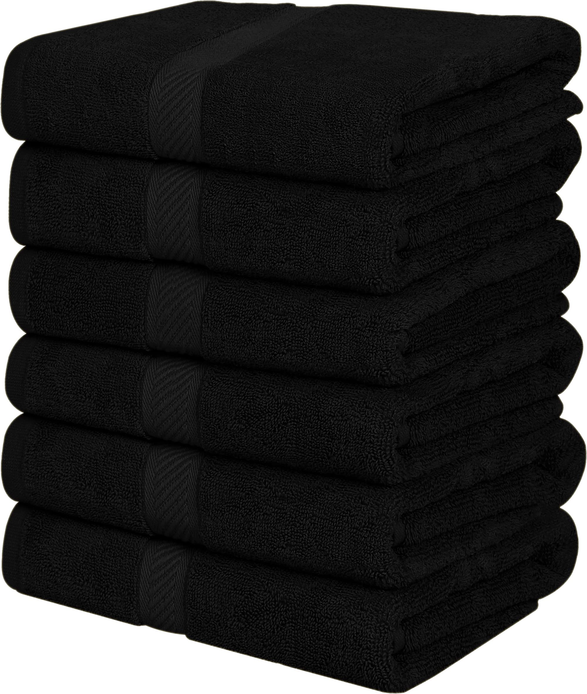 Utopia Towels 6-Pack Medium Bath Towels - 100% Ring Spun Cotton (24x48 Inches) | Soft, Lightweight & Highly Absorbent Quick-Dry Towel Set | Perfect for Hotels, Spas, Bathrooms & Home Use (Black)