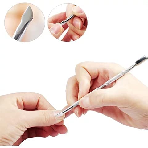EverGlowy Stainless Steel Cuticle Pusher & Nail Cleaner - Professional Manicure Tool for Dead Skin Removal - Perfect for Home Nail Care & Salon Use
