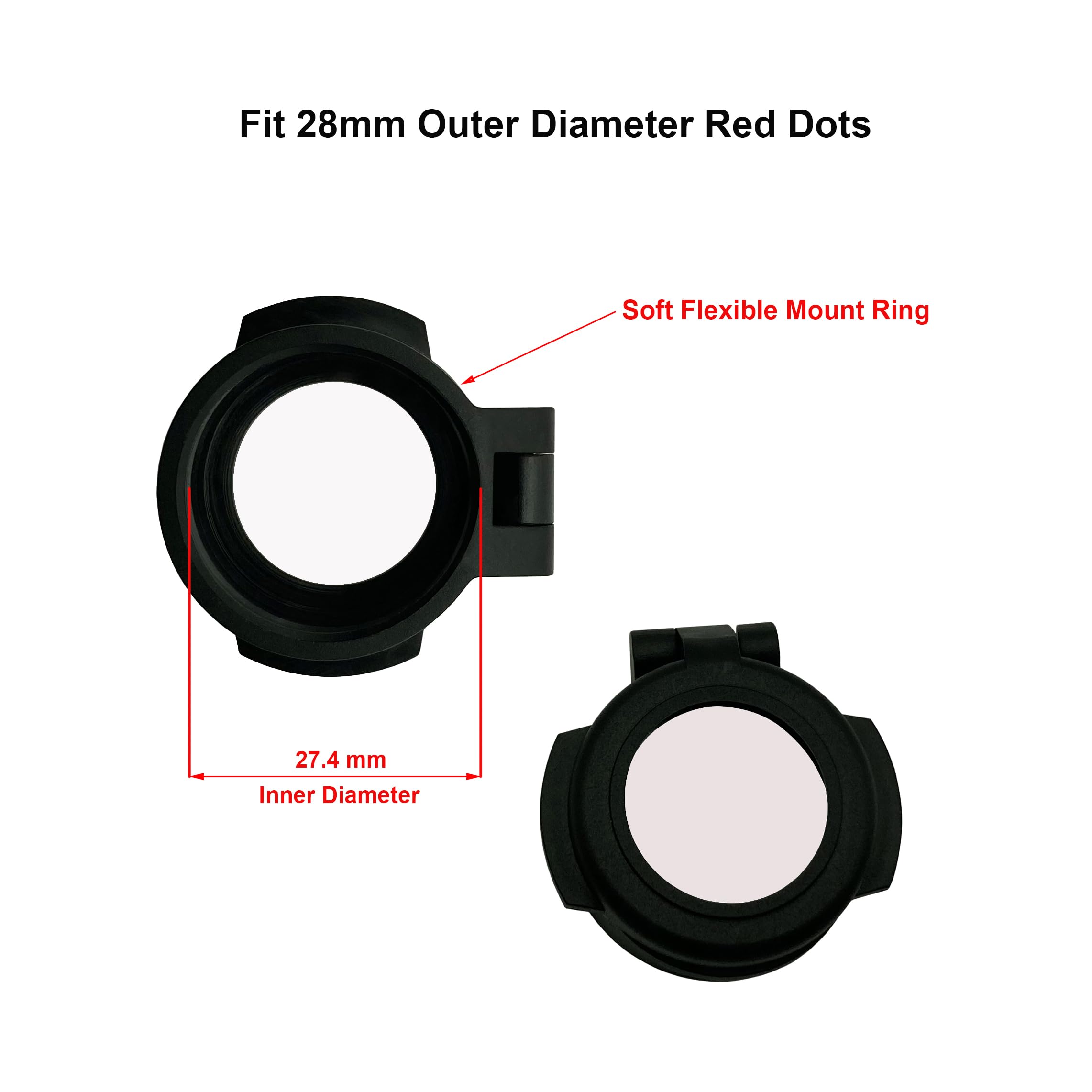 Flip Up Transparent 1x20mm Red Dot Lens Cover - Compatible with Romeo5 & 28mm Outer Diameter Red Dot Sights | Optics Protection for Hunting, Shooting & Tactical Use