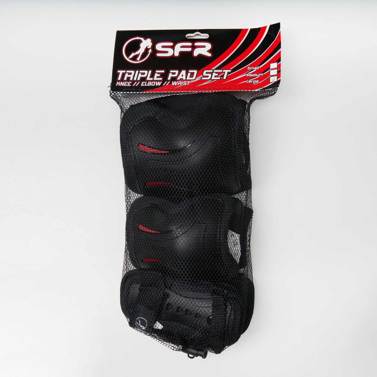 SFR Essentials Kids Triple Pad Set - Black | Comfortable & Durable for School, Sports & Playtime