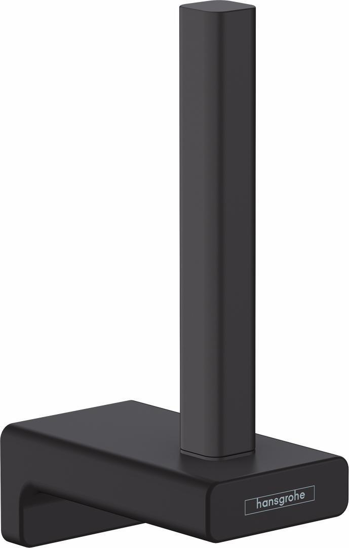 Hansgrohe AddStoris Toilet Paper Holder in Matte Black (Model 41756670) - Modern Bathroom Tissue Roll Stand for Home & Commercial Use