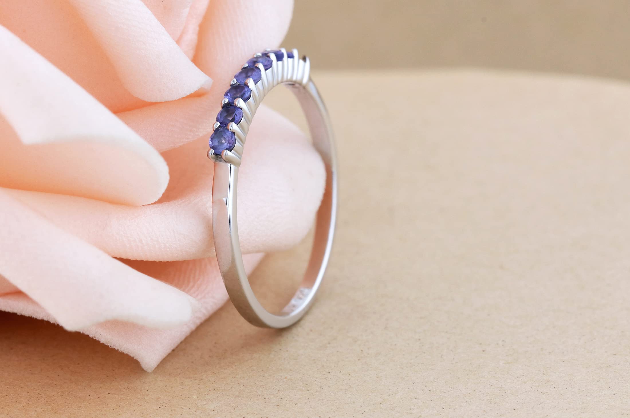 Exquisite Round Cut Tanzanite Wedding Band for Women - Sterling Silver Anniversary Ring | Perfect for Bridal Jewelry, Engagement Gifts & Special Occasions