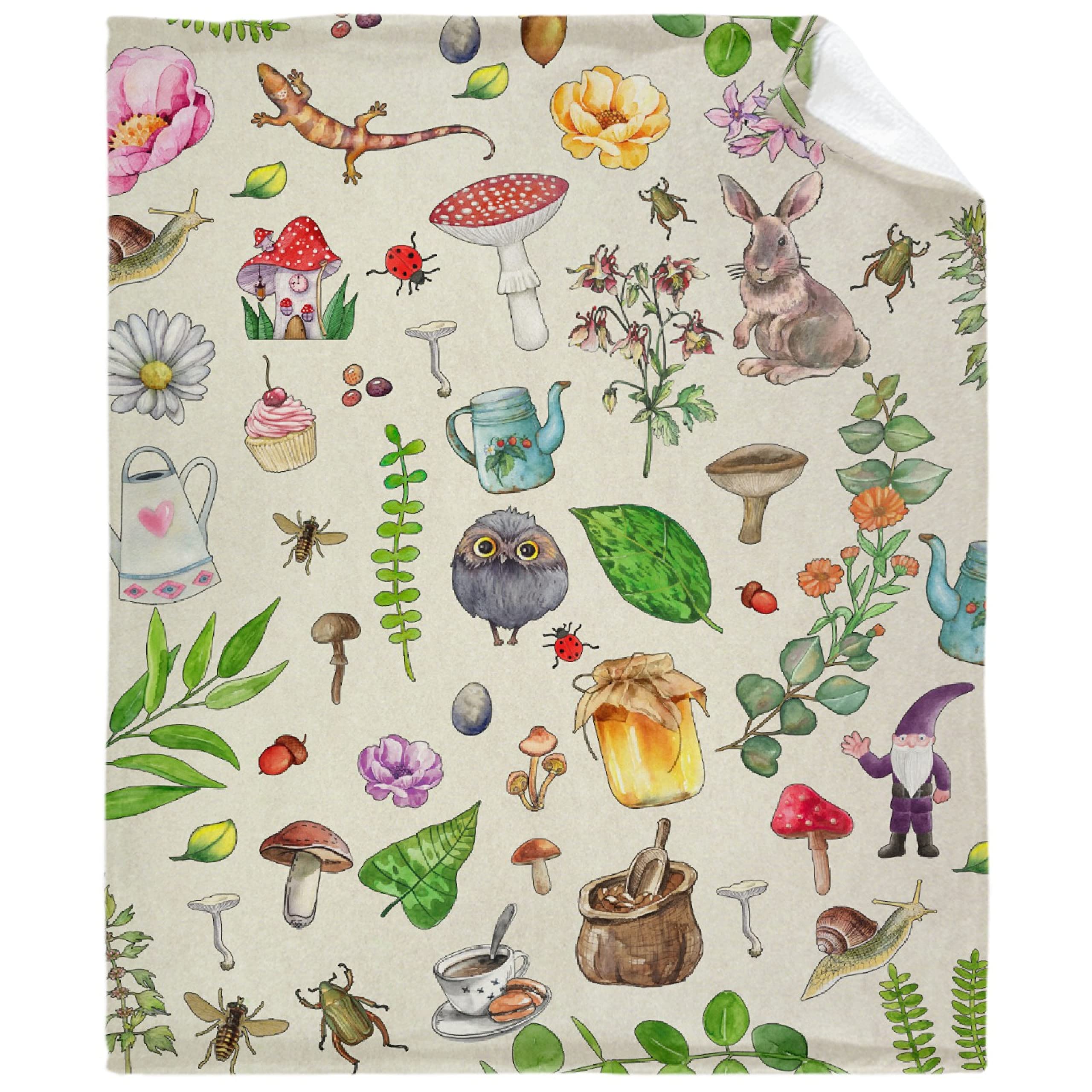 Soft Plush Mushroom Throw Blanket - Cute Animal Print Fleece Flannel Blanket for Women & Girls (120x90 cm) - Cozy Gift for Bed, Couch, Sofa & Home Decor - Perfect for Snuggling, Gifting & Winter Warmth
