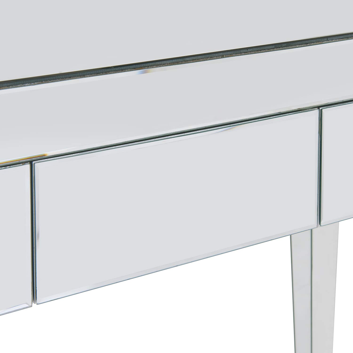 SEI Furniture Glenview Glam Mirrored Writing Desk with Drawers - Matte Silver Finish | Elegant Vanity Desk for Bedroom, Home Office & Dressing Room