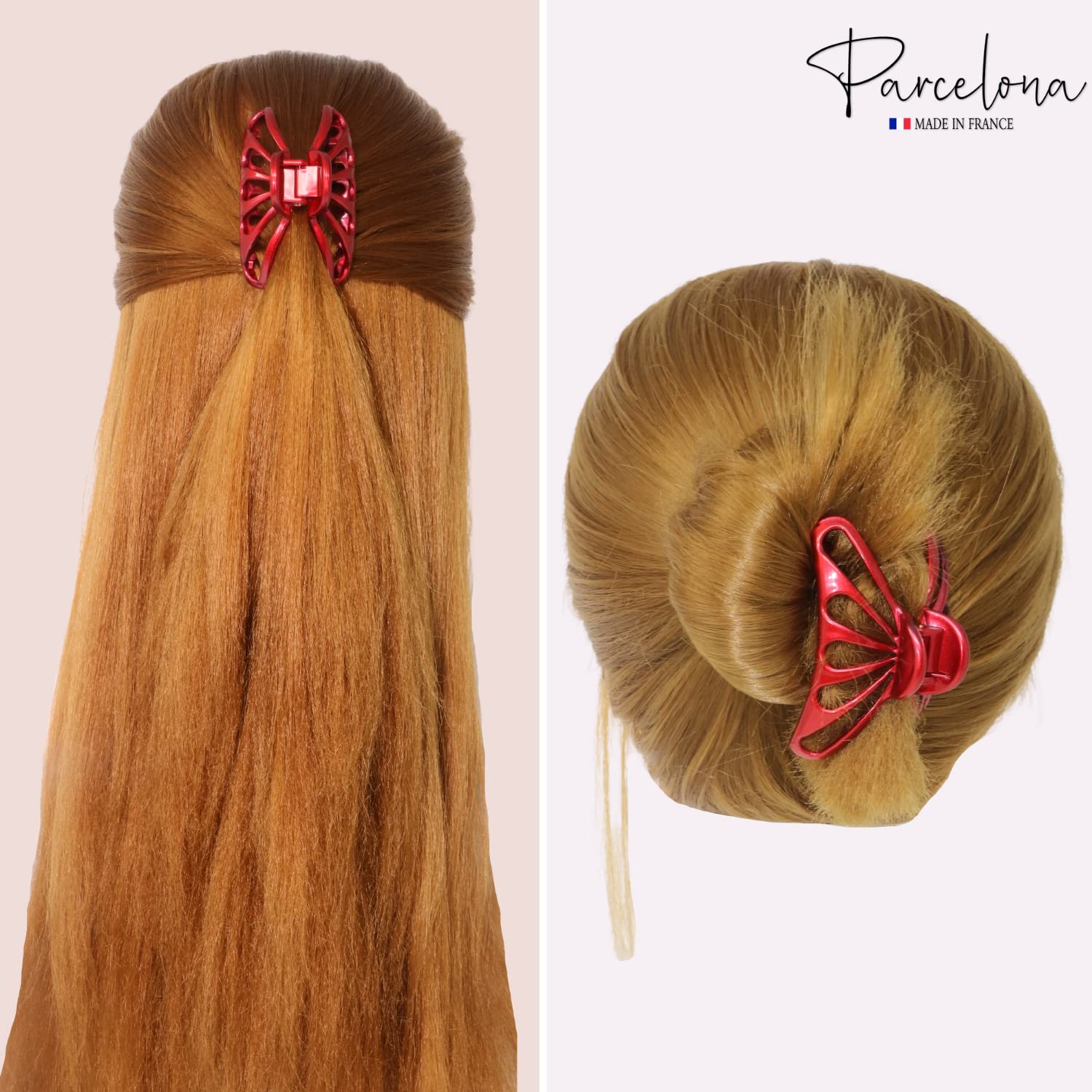 French Small Rain Drop Hair Claw Clip 2 3/4 Inches - Glossy Red Jaw Clip for Women & Girls - Perfect for Updos, Ponytails & Everyday Hairstyles