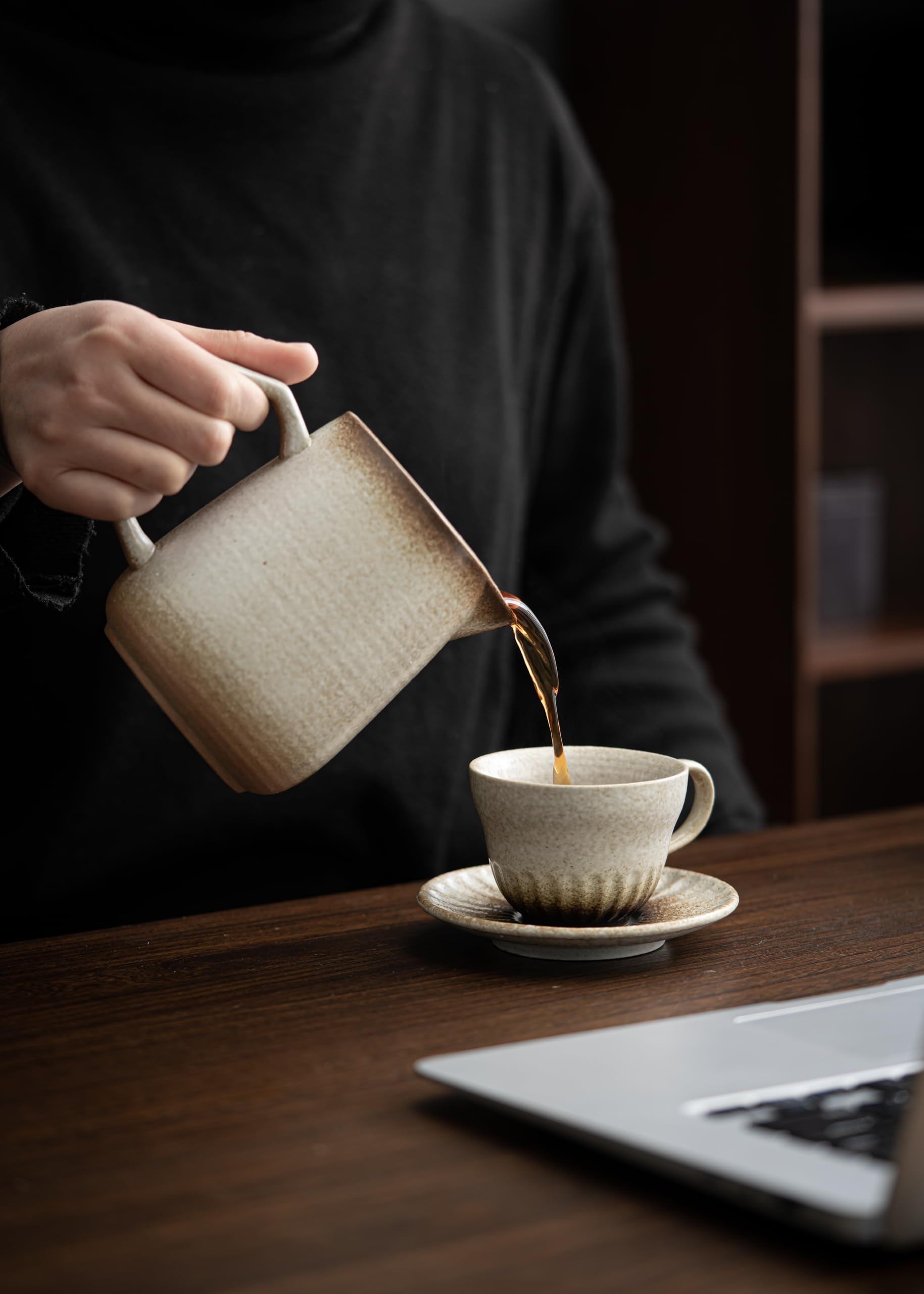 Premium Ceramic Pour Over Coffee Maker - 16oz/480ml V60 Dripper with 100 Paper Filters (Off White) | Perfect for Home Brewing, Office Use & Specialty Coffee Lovers