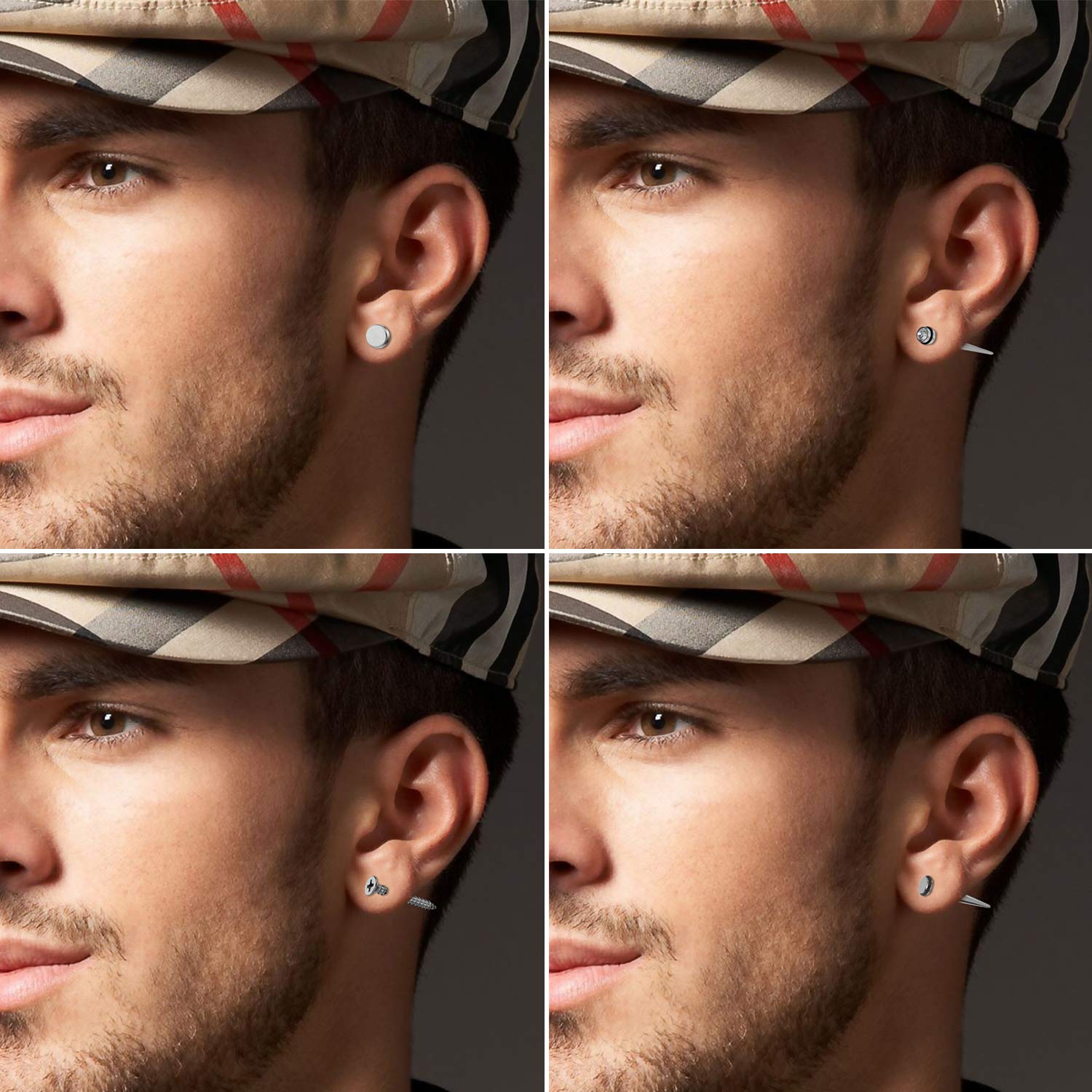 **Aroncent 6 Pairs Stainless Steel Small Hoop Earrings for Men & Women - Fake Gauges, Spike Earrings Set | Hypoallergenic, Lightweight & Durable | Perfect for Casual Wear, Parties & Gifts**
