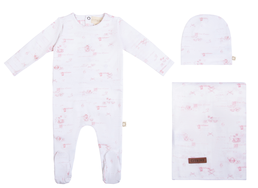 Citrine Tea Party Swaddle Set for Babies 3-6 Months | Soft Organic Cotton Swaddle Blankets for Newborns & Infants | Perfect for Nursery, Photo Shoots & Baby Showers