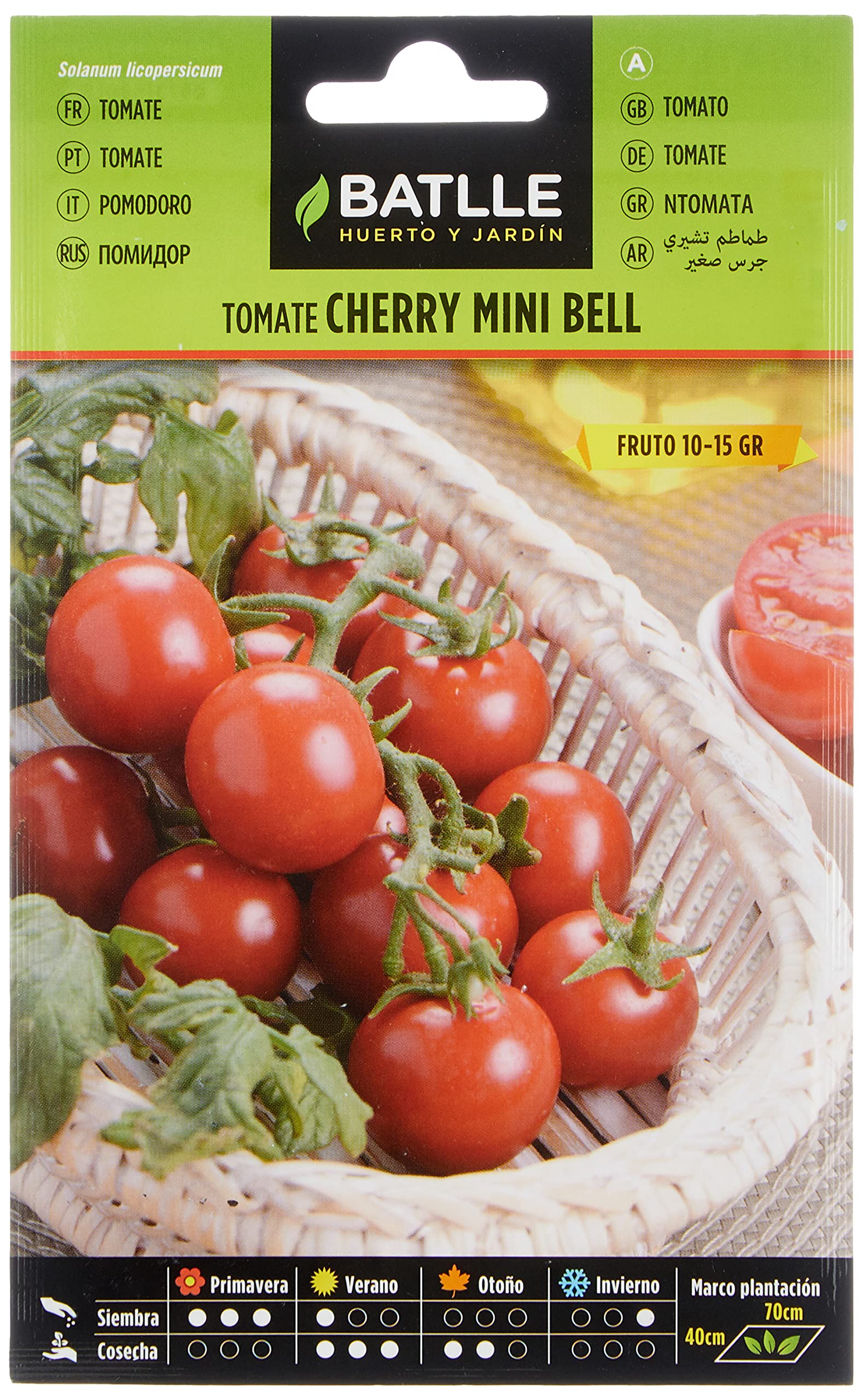 Semillas Batlle Cherry Tomato Seeds - Mini Bell Variety for Home Garden, Organic & Non-GMO - Perfect for Salads, Snacks & Fresh Eating