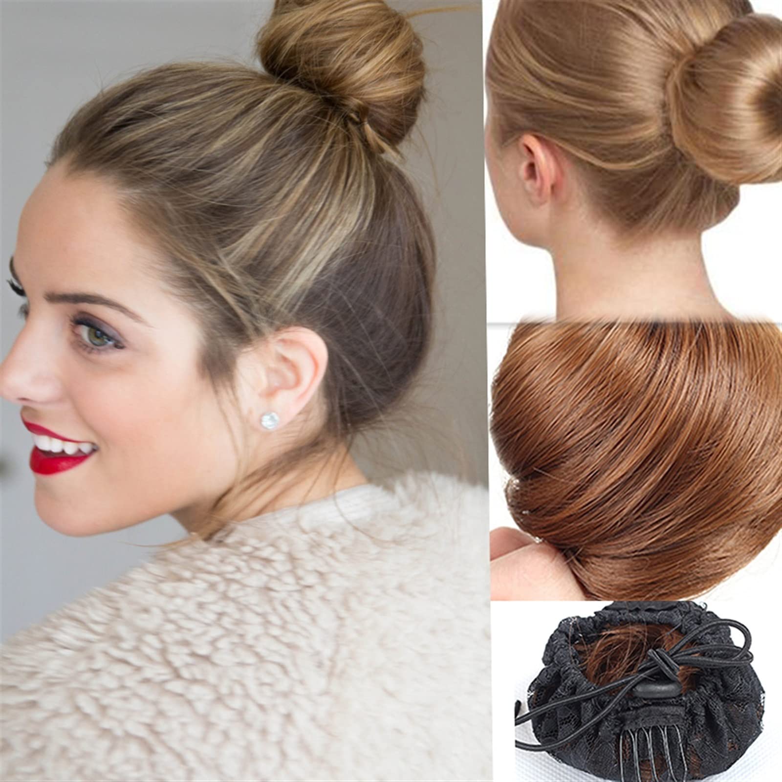 Bun Synthetic Hair Scrunchie - High-Temperature Fiber Hairpiece Ponytail Holder, Elastic Chignon Hair Clip for Women (Color 2) | Perfect for Work, Parties & Everyday Styling