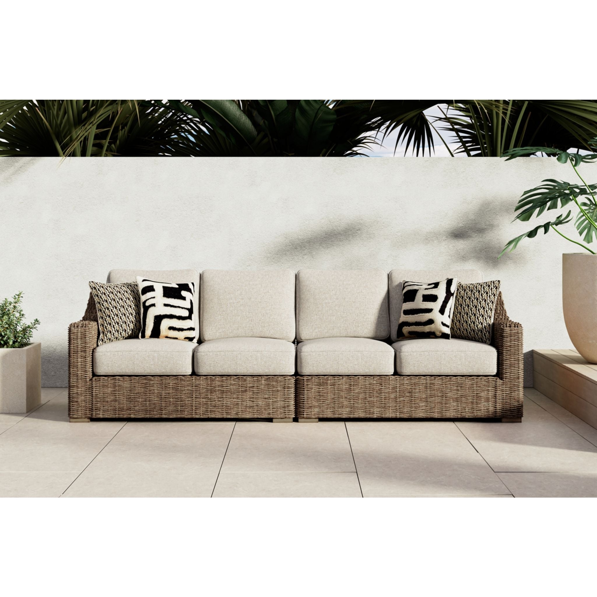 Beachcroft 2-Piece Outdoor Modular Sectional Sofa Set - Water-Resistant Patio Furniture for Backyard, Poolside & Garden Relaxation