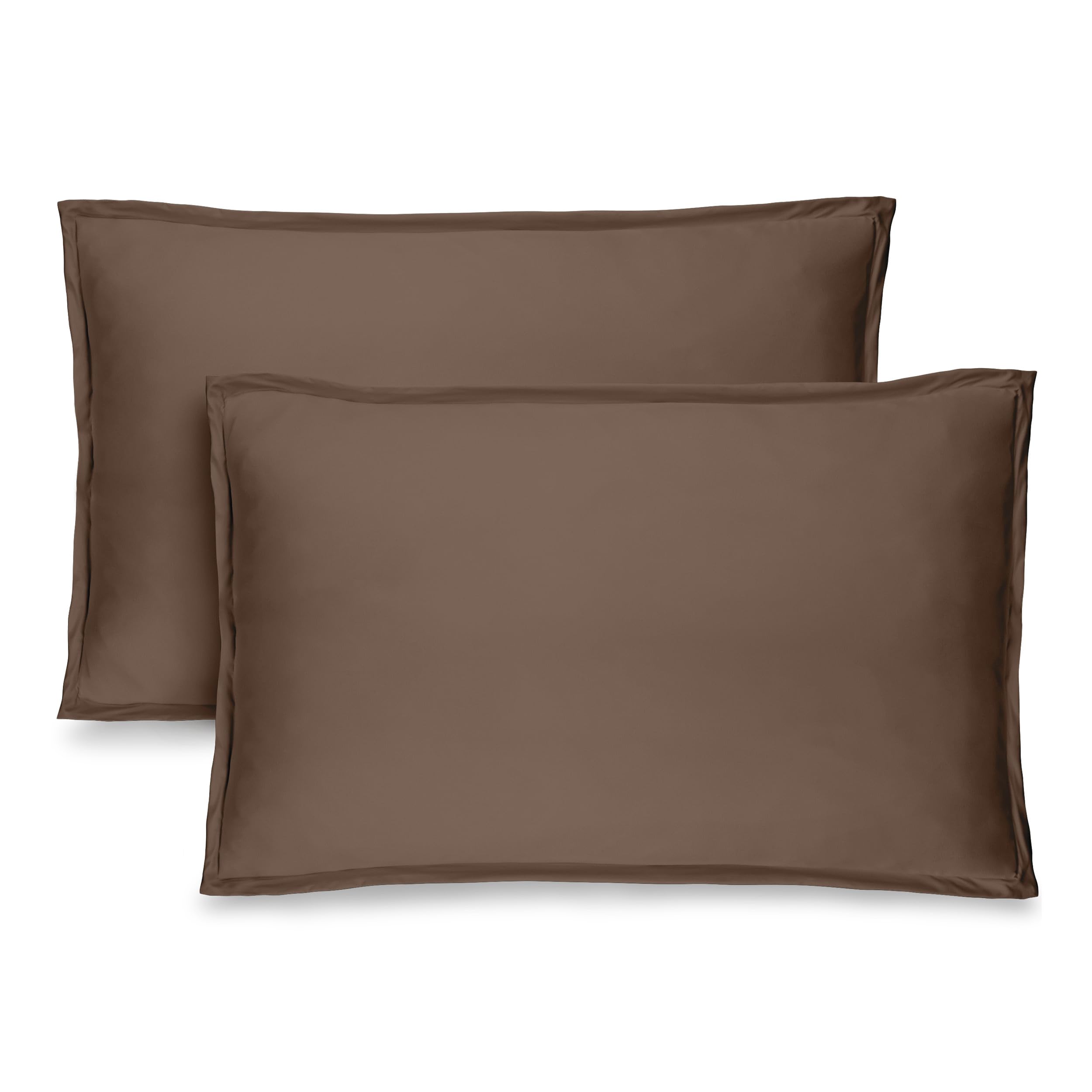 Bare Home Standard Pillow Sham Covers - Set of 2 - Premium 1800 Ultra-Soft Microfiber - Double Brushed - Bed Pillow Shams for Queen/King Size (Pillows Not Included) - Cocoa - Perfect for Bedroom Decor, Guest Room & Luxury Hotel Style