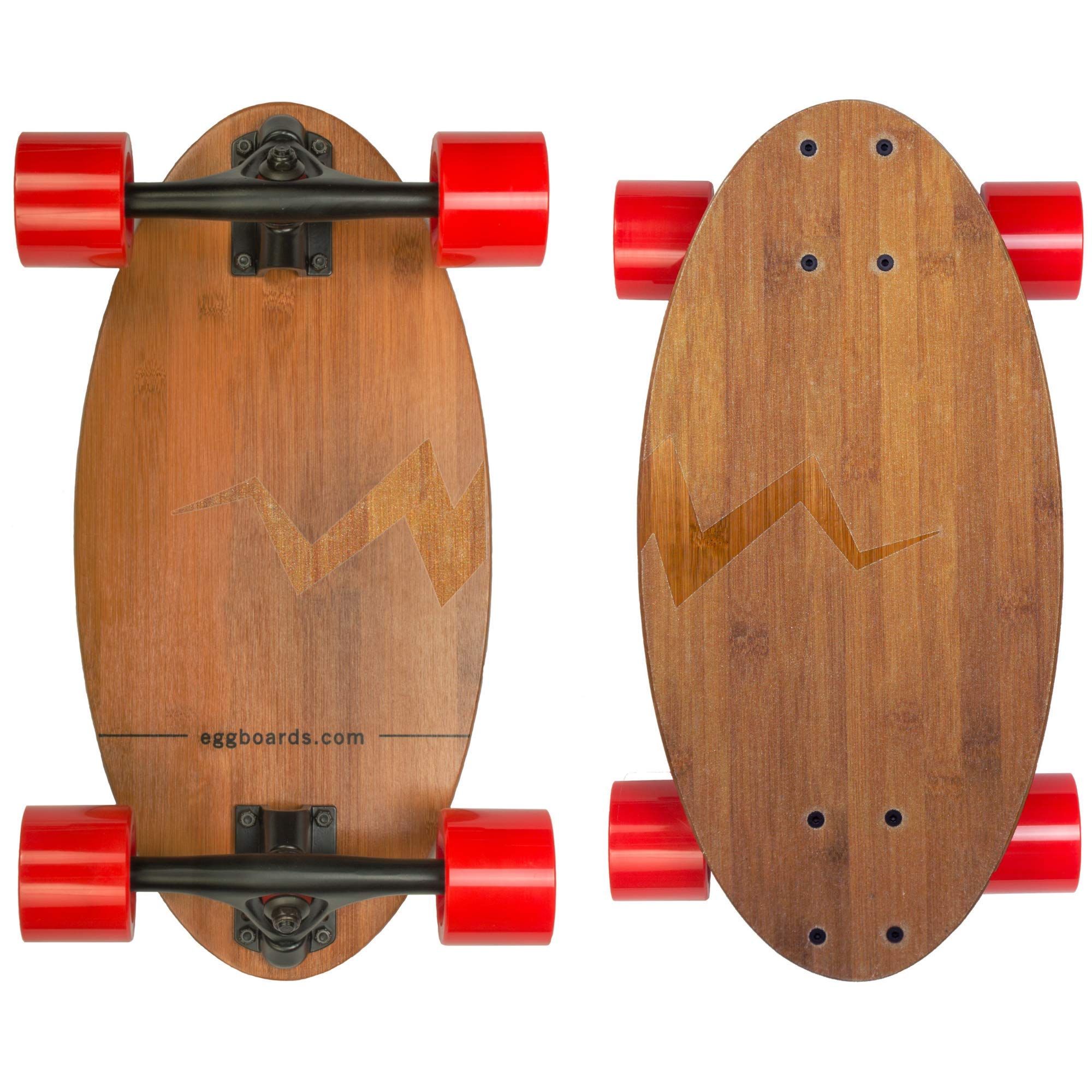 Eggboards Mini Longboard - Original Bamboo Wood Cruiser Skateboard for Adults & Kids | Portable & Smooth Ride | Perfect for Commuting, Campus Travel & Beach Cruising