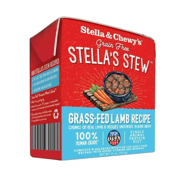 Stella & Chewy’s Grass-Fed Lamb Stew Wet Dog Food - Grain-Free, High-Protein Meal for Dogs - Perfect for Sensitive Stomachs & Picky Eaters - Ideal for Home, Travel & Outdoor Adventures