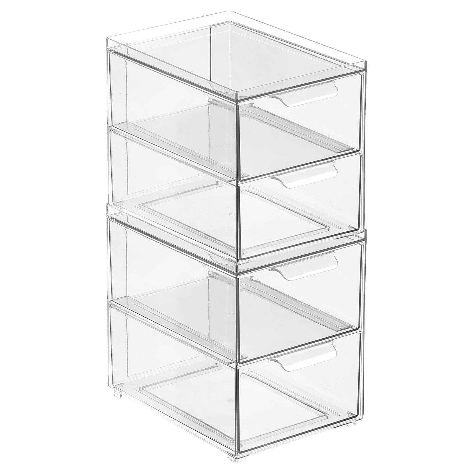 mDesign Stackable Storage Containers with 2 Pull-Out Drawers - Clear Plastic Organizer Bins for Closet, Bedroom & Entryway - Lumiere Collection 2-Pack - Perfect for Clothes, Linens & Seasonal Storage