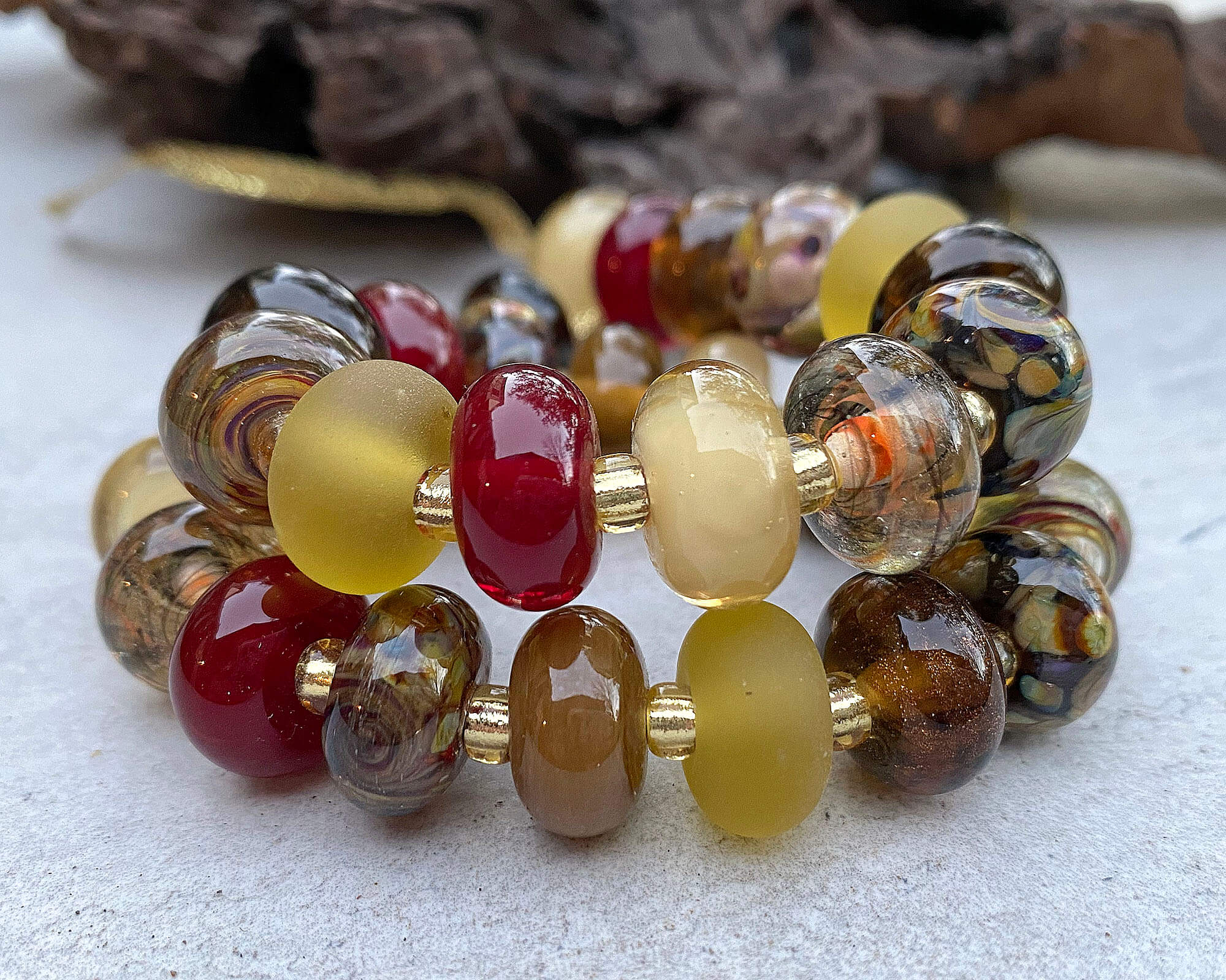 32 Colors of Autumn Brown Lampwork Glass Focal Beads for Jewelry Making - DIY Necklace, Bracelet, Earrings Craft Supplies - Perfect for Fall & Holiday Gift Projects