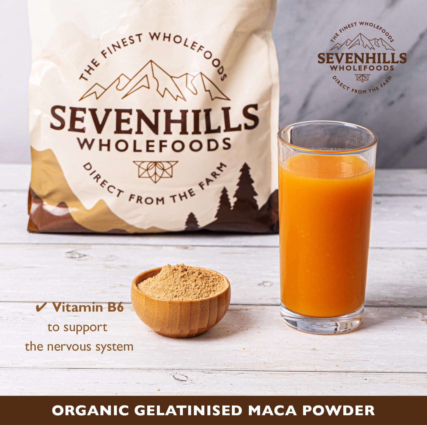 Organic Gelatinized Maca Powder 1kg by Sevenhills Wholefoods - Premium Superfood for Energy, Hormone Balance & Stress Relief - Perfect for Smoothies, Baking & Wellness Drinks