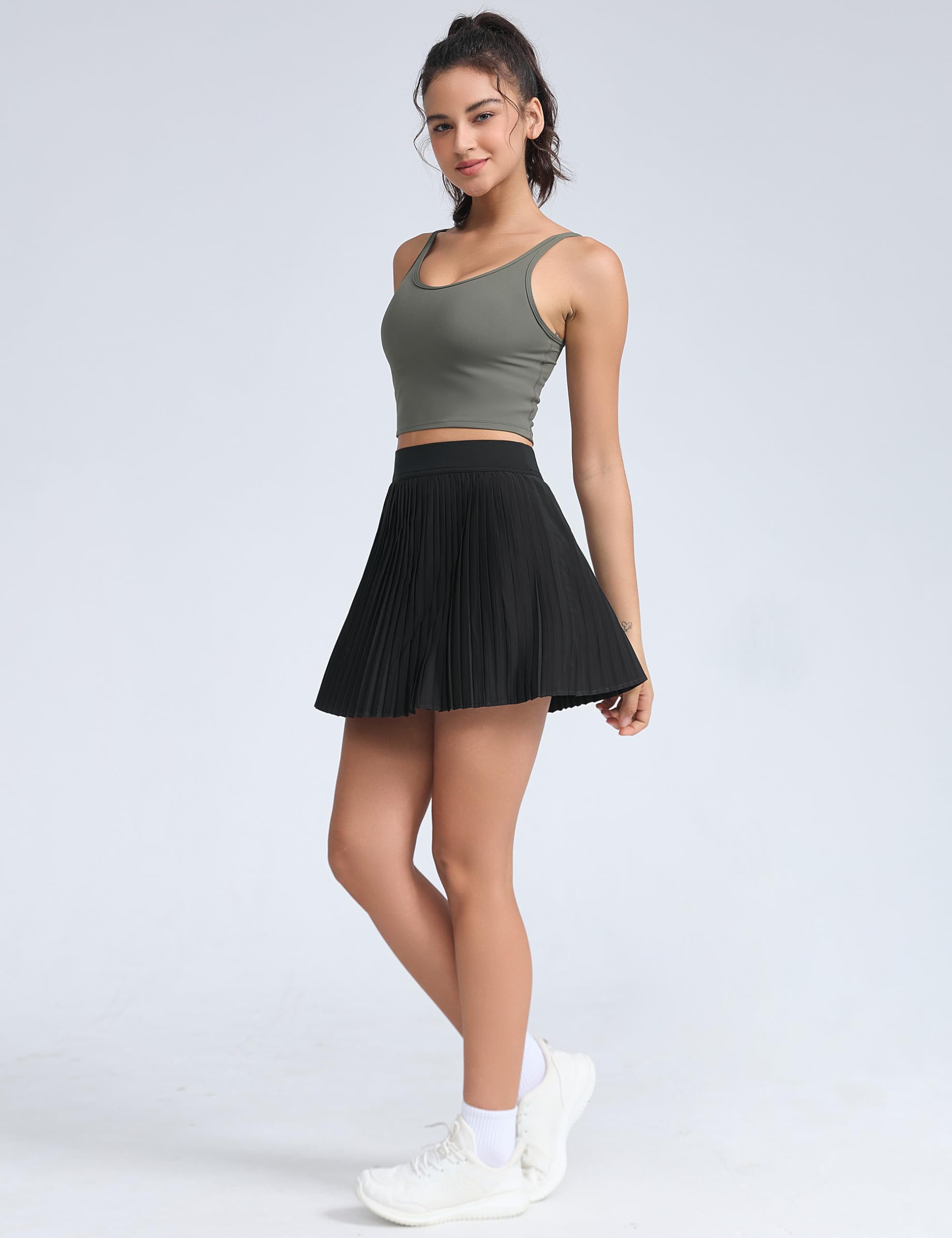 THE GYM PEOPLE Women's Pleated Tennis Skirt - Lightweight Workout Skort with Built-in Shorts & Pockets for Tennis, Golf, Running & Yoga | Comfortable Athletic Skirt for Women