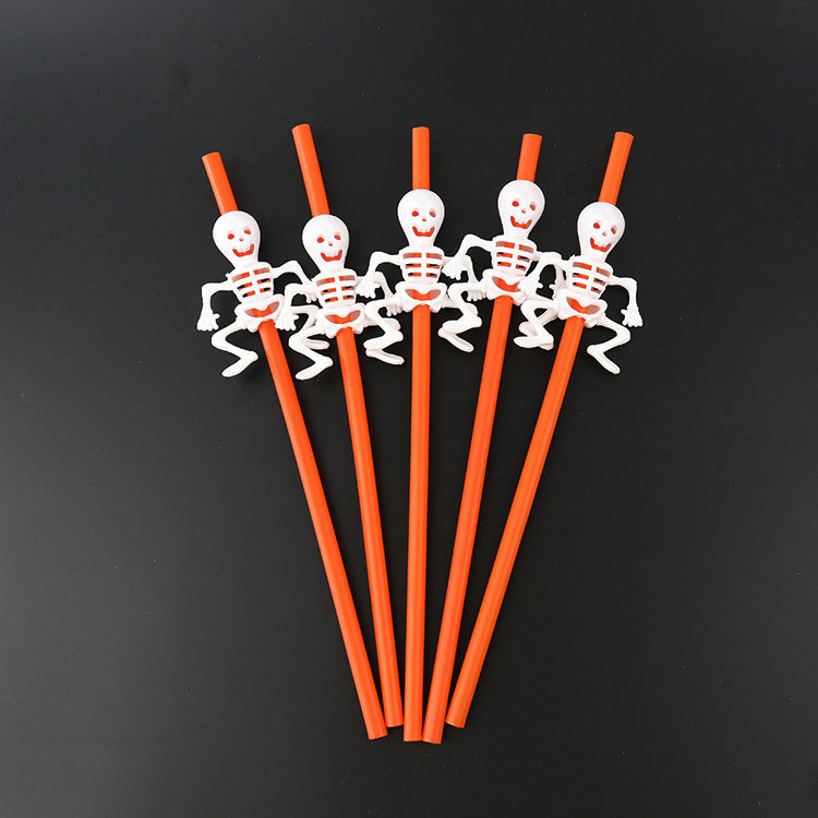 Halloween Plastic Straws - Spooky Party Drinking Straws for Halloween Decorations & Themed Events