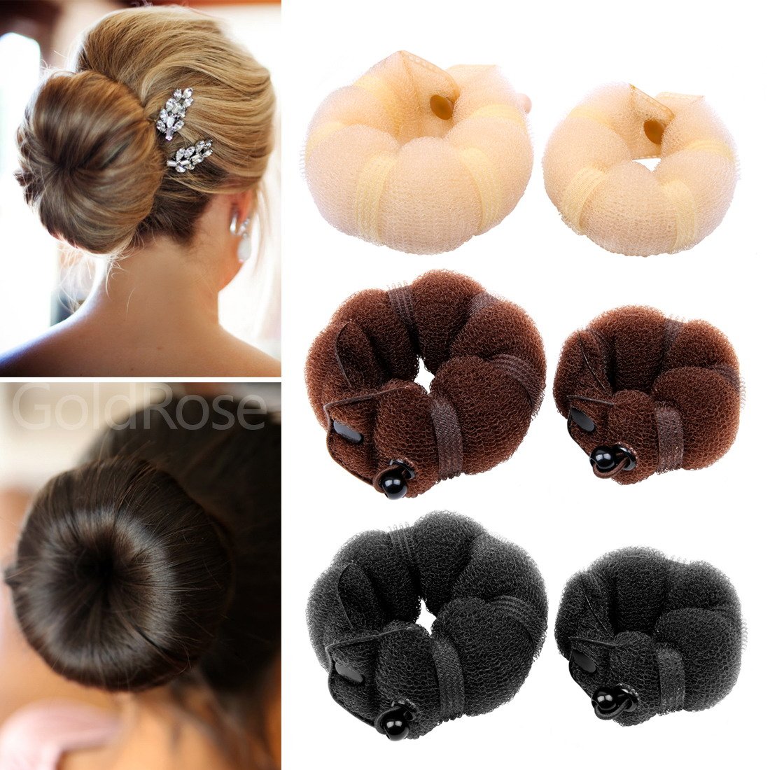 2-Piece Black Doughnut Hair Bun Maker & Curler Set - Small & Large Sizes for Perfect Updos & Curls - Great for Parties, Weddings, and Everyday Hairstyling