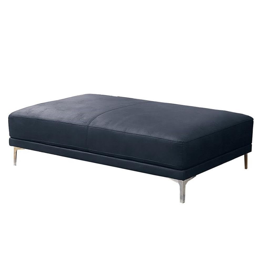 Poundex Extra Wide Cocktail Ottoman - Large Round Footrest Stool with Storage for Living Room, Bedroom, or Home Theater Comfort