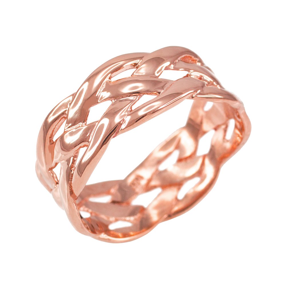 14K Rose Gold Celtic Woven Braid Wedding Band Ring for Women - Elegant Irish Knot Design, Durable Comfort Fit Jewelry for Engagement, Anniversary & Bridal Gifts