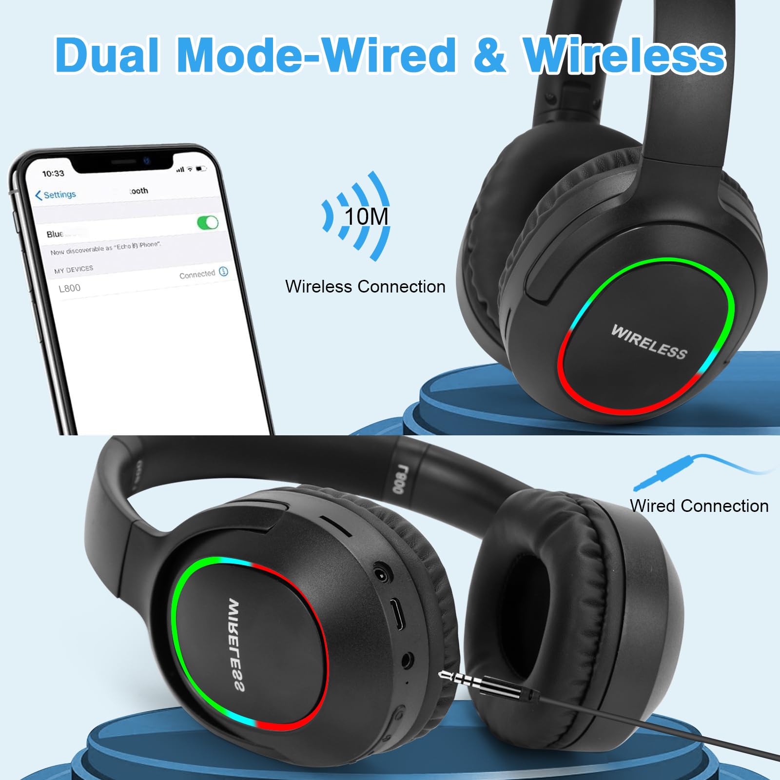 Wireless Bluetooth Over-Ear Headphones with Microphone - 35H Playtime, HiFi Stereo Sound, Foldable & Lightweight Design, Deep Bass for Home, Office, PC & Mobile - Ivory White | Perfect for Work, Travel & Music Lovers
