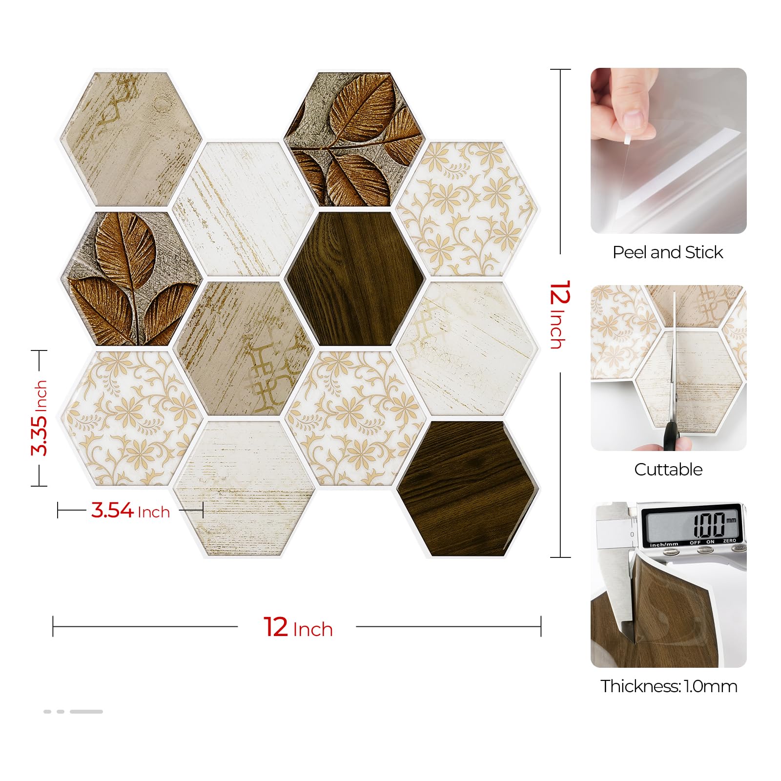 Livelynine 32-Pack Beige Peel and Stick Backsplash Tiles - 12x12 Inch Waterproof Self-Adhesive Wall Stickers for Kitchen, Bathroom, Shower & Sink - Easy DIY Home Decor for Mid Century Modern Style - Perfect for Renters, Apartments & Home Renovation Projects