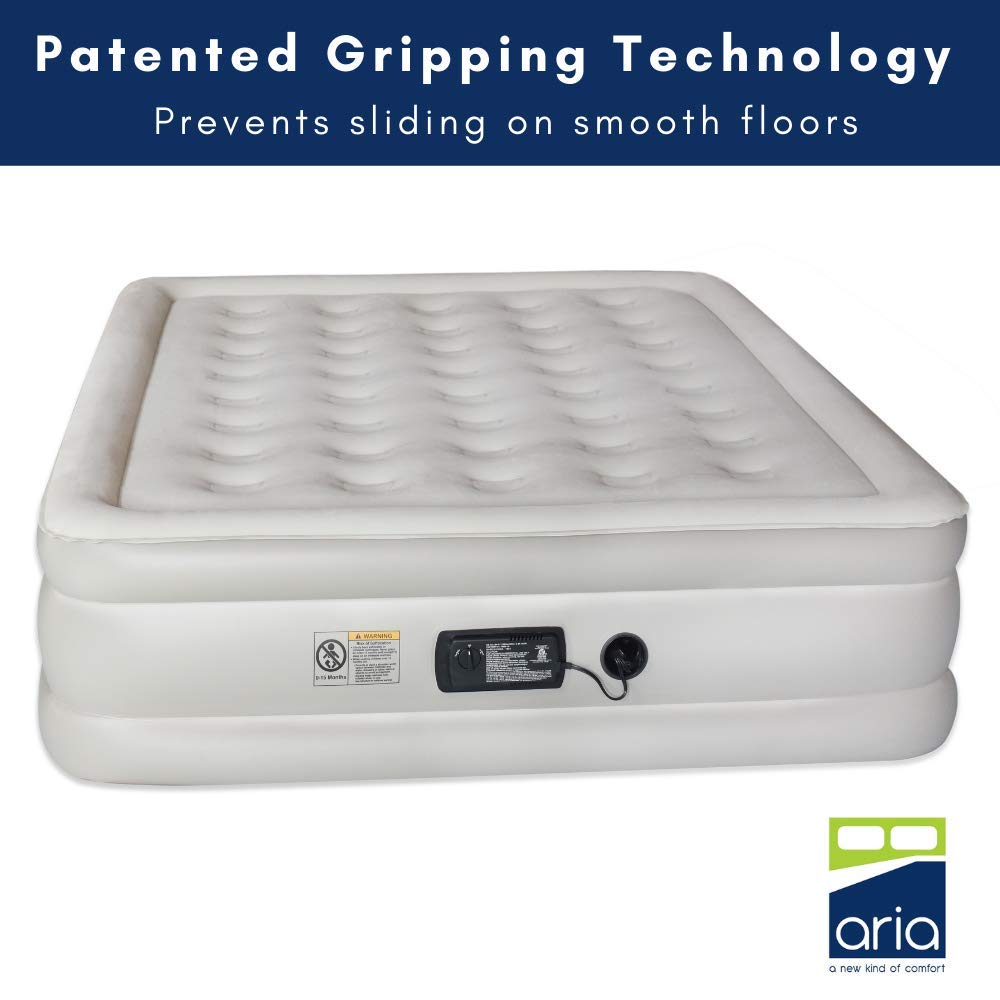 Aria Queen Raised Inflatable Air Mattress with Built-in Pump - Comfortable Portable Air Bed for Camping, Travel & Guest Use - Quick Inflation & Durable Support for Home, Outdoor & Sleepovers