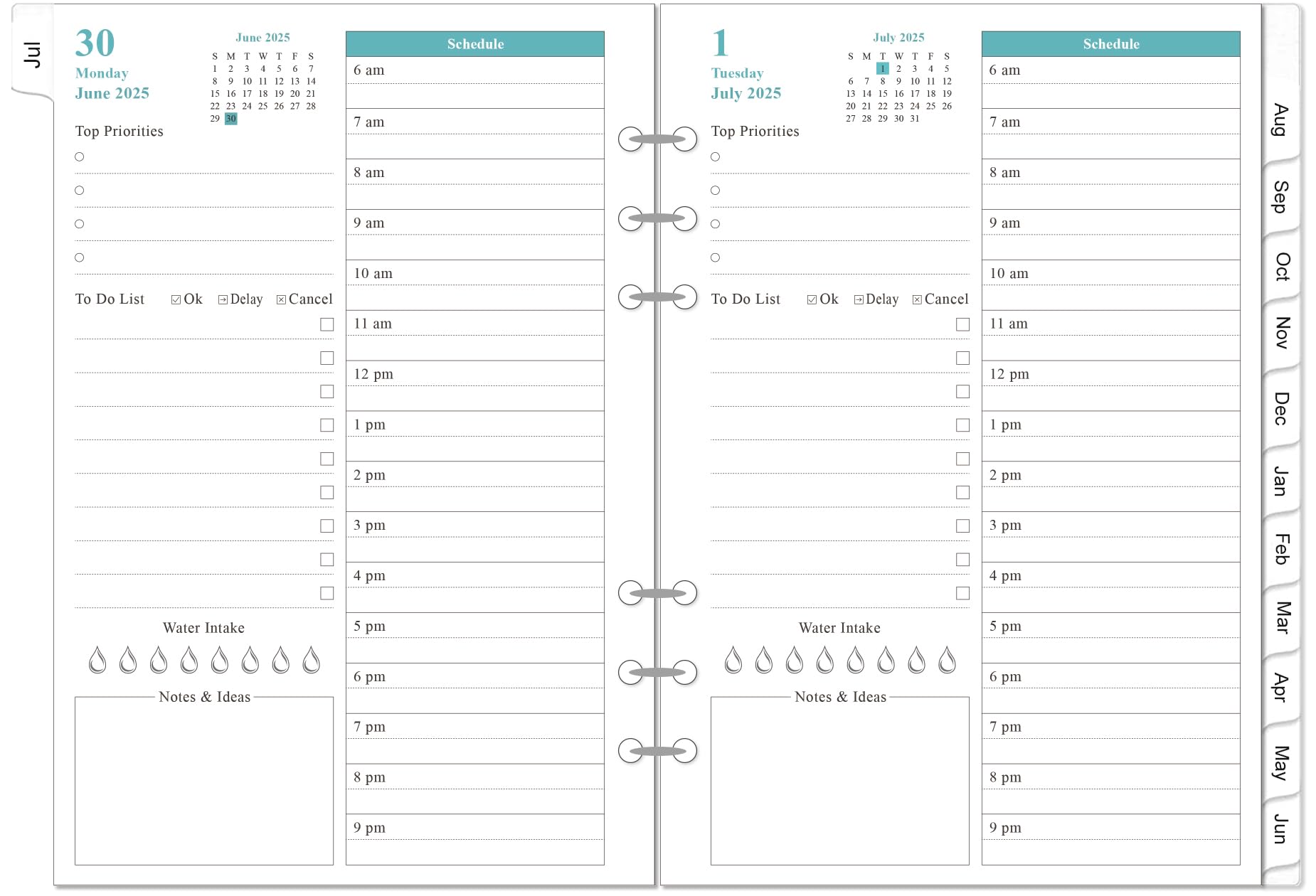 2025-2026 A5 Binder Planner Refills - Daily & Monthly Organizer with Prioritized To-Do Lists, Notes & Appointment Schedule (July 2025-June 2026) | 6-Hole Punched 5.8
