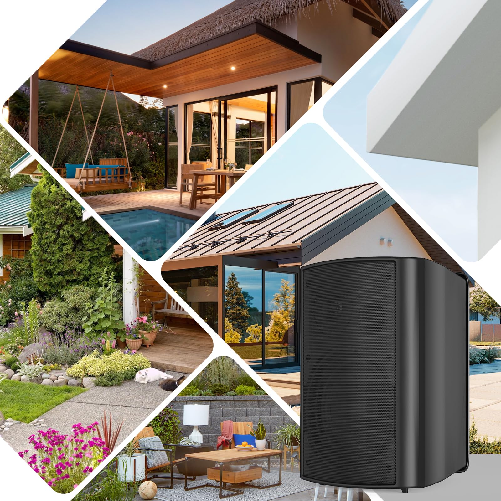 STUDIOFINIX 6.5 Inch 400W Waterproof Outdoor Speakers - Wall Mount Wired Passive Speakers for Patio, Poolside, Porch, Covered Deck & Indoor Use (Black) | Perfect for Backyard Parties, Home Theater & Outdoor Entertainment
