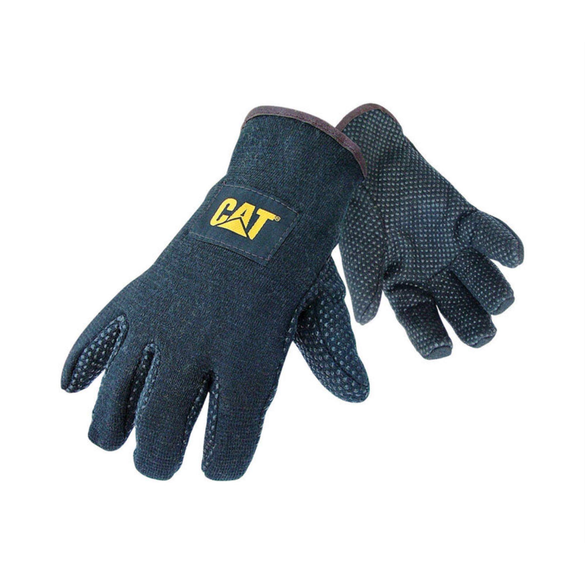 Cat® CAT015300L Fleece Lined Jersey Work Gloves - Large Size, Breathable PVC Dotted Palm, Gunn-Cut Design with Open Cuff - Ideal for Construction, Landscaping, and Winter Outdoor Work