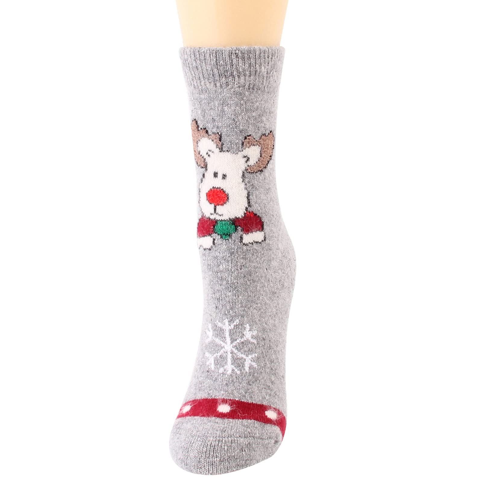 Cozy Fuzzy Socks for Women - Soft Christmas Print Fleece Socks with Anti-Slip Grip for Home, Office & Winter Wear - Warm Coral Thick Knit House Slippers for Indoor/Outdoor Use
