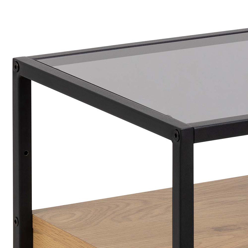 RANDOLF 16-Inch Side Table or Bedside Table - Natural & Black Finish - Perfect for Living Room, Bedroom, or Office Nightstand