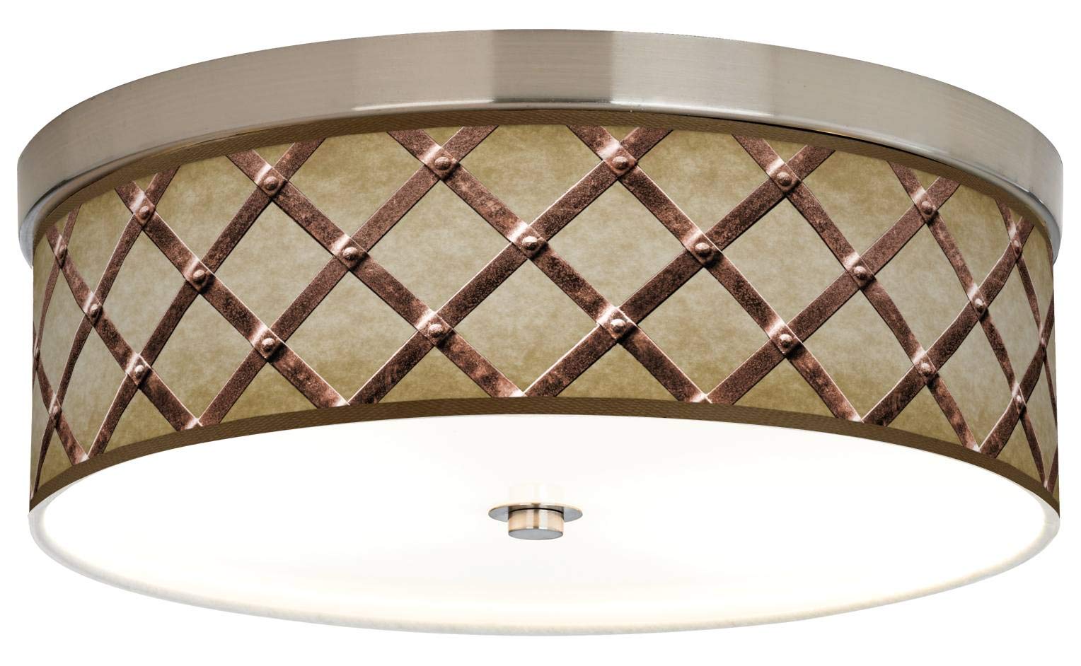 Energy Efficient Metal Weave Giclee Ceiling Light with Printed Shade - Modern Home & Office Lighting Fixture for Living Room, Bedroom, or Dining Area