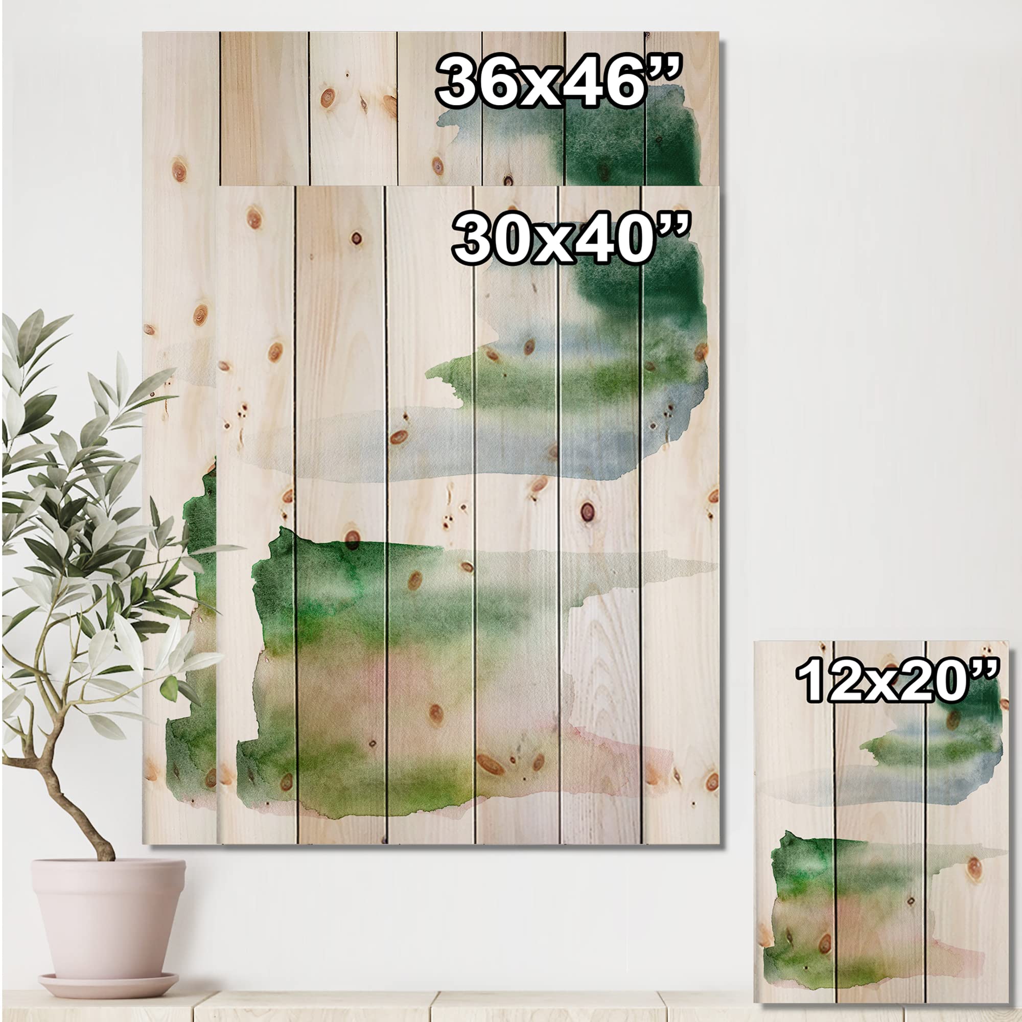 Modern Abstract Wood Wall Art - Blue, Pink & Green Spots Clouds Design on Natural Pine Wood | Large Contemporary Wood Wall Decor Panels for Living Room, Bedroom & Office