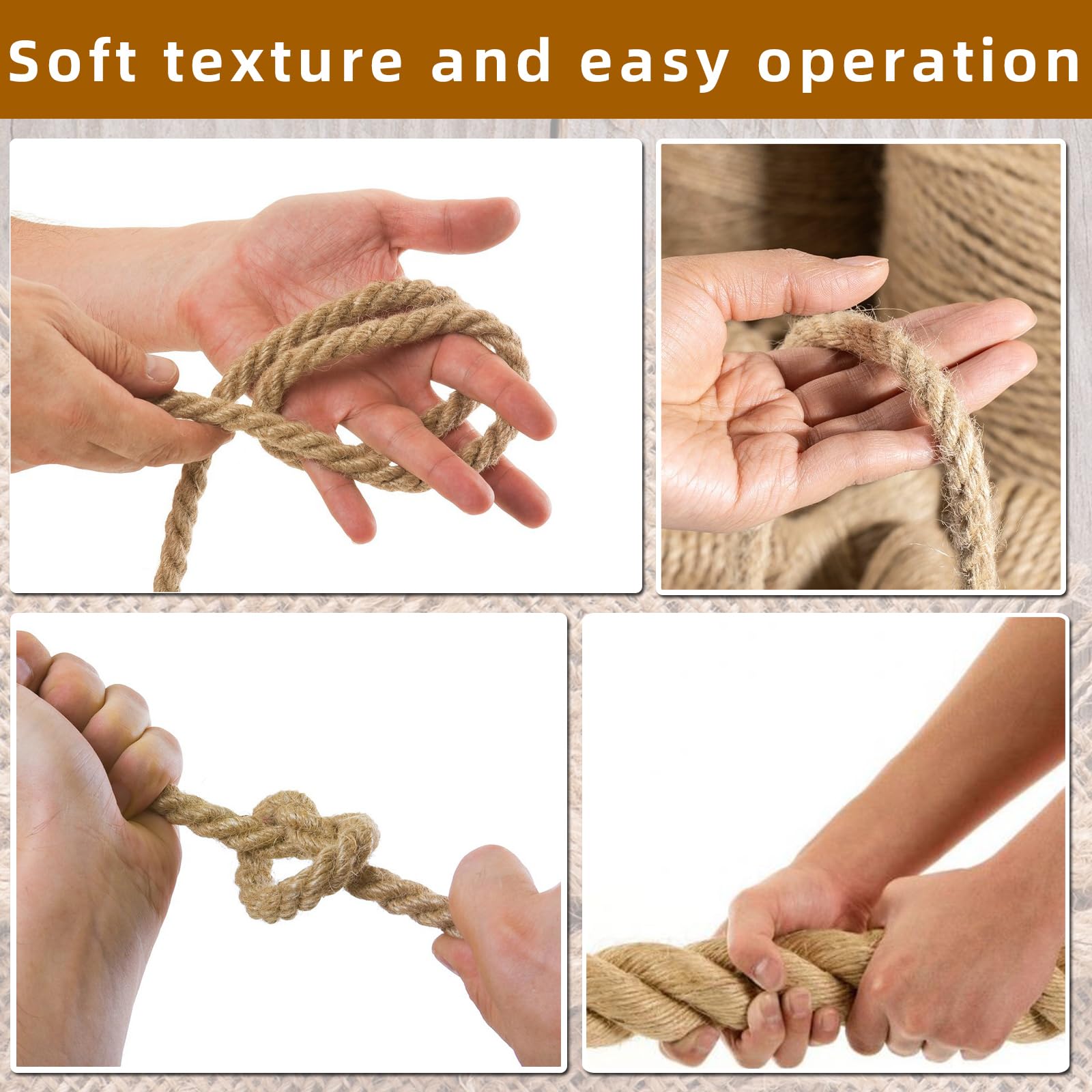 Premium Natural Jute Rope for DIY Crafts, Home Decor, Gardening, Bundling & Camping - 1/4
