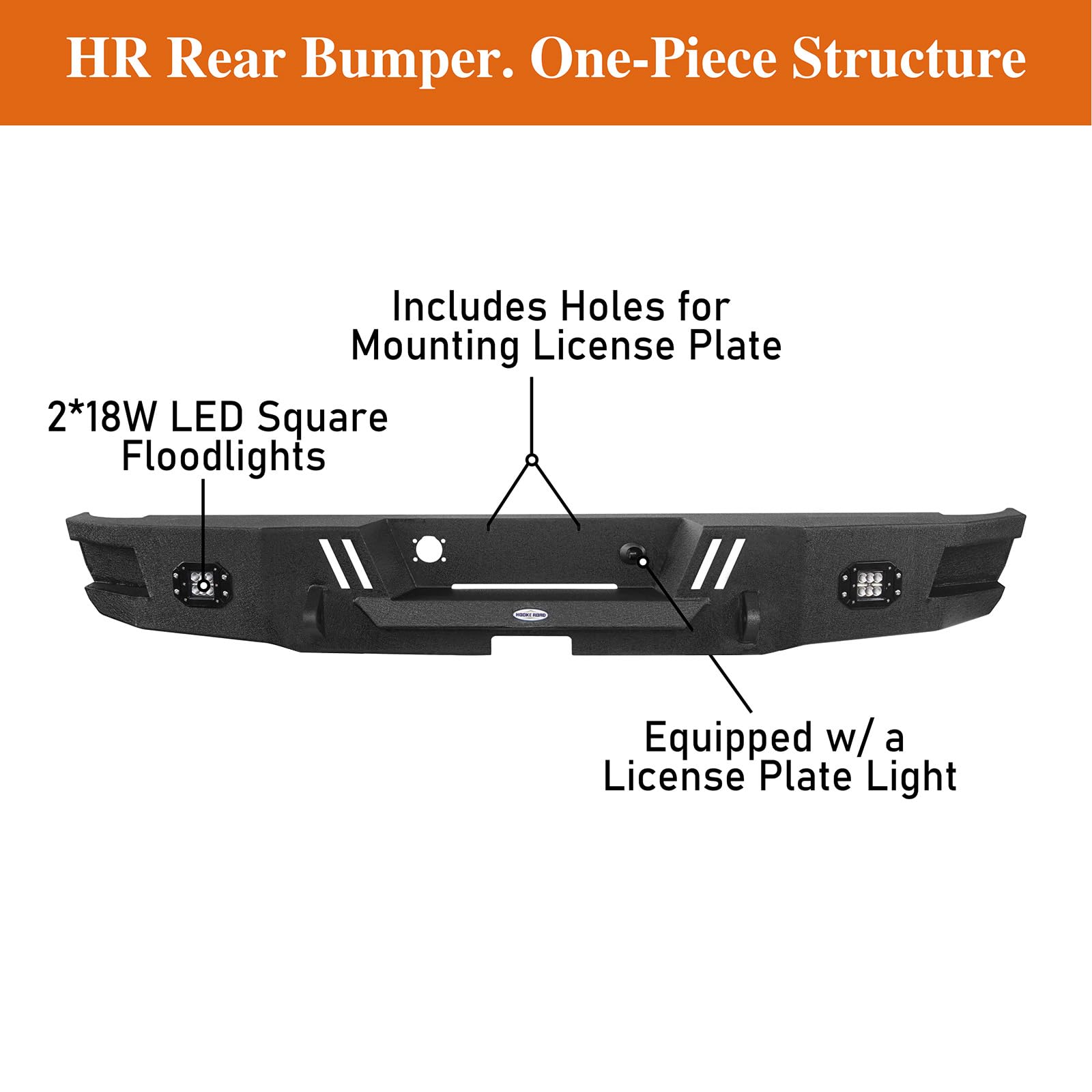Hooke Road Heavy Duty Steel Rear Bumper for 2002-2008 Dodge Ram 1500 Pickup Truck - Durable Off-Road Protection & Towing Upgrade - Perfect for Off-Roading, Overlanding & Work Trucks